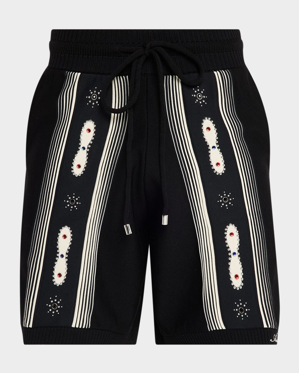 Amiri Men 's Wool Knit Studded Stripe Shorts