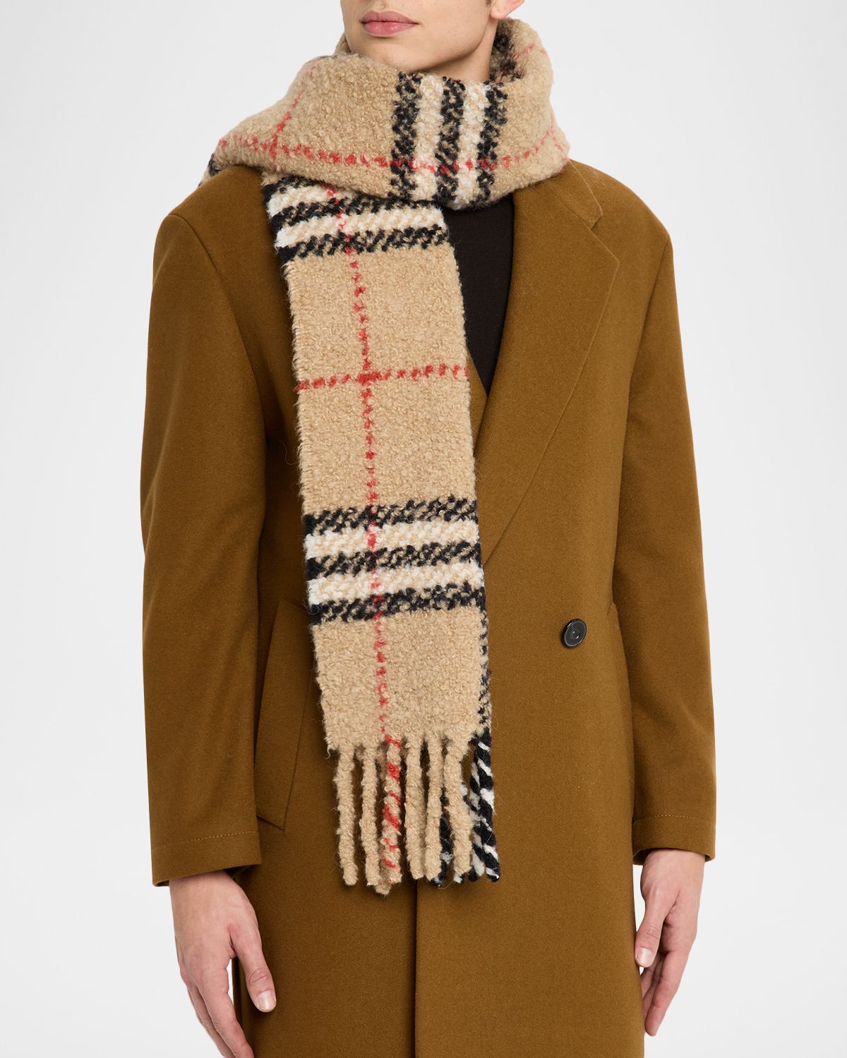 Burberry Men 's Check Cashmere Bouclé Scarf