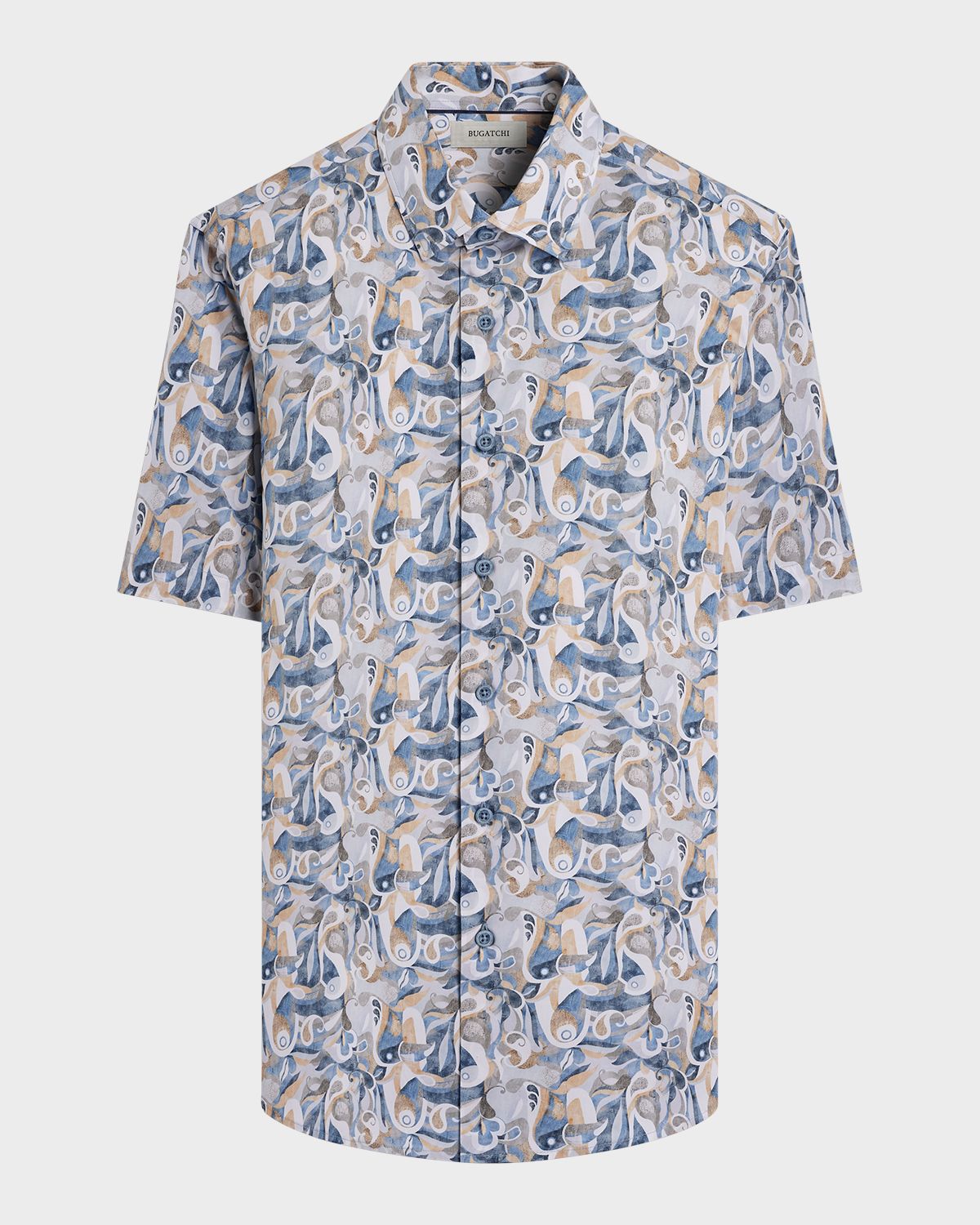 Bugatchi Men 's Orson Abstract Paisley-Print Comfort Stretch Short-Sleeve Shirt