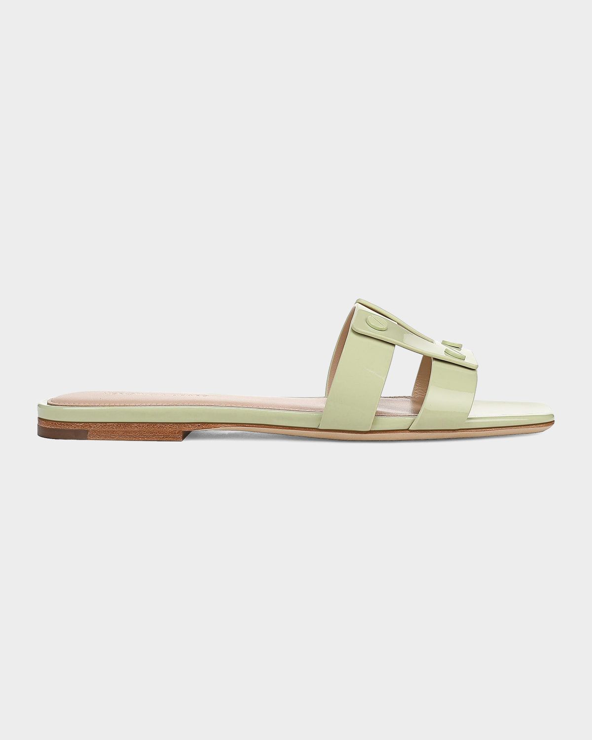 Veronica Beard Via Patent Leather Flat Slide Sandals