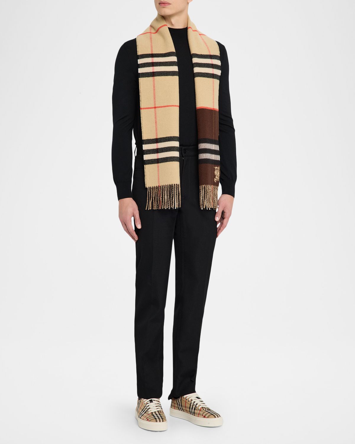 Burberry Men 's Contrast Check Double-Faced Cashmere Scarf