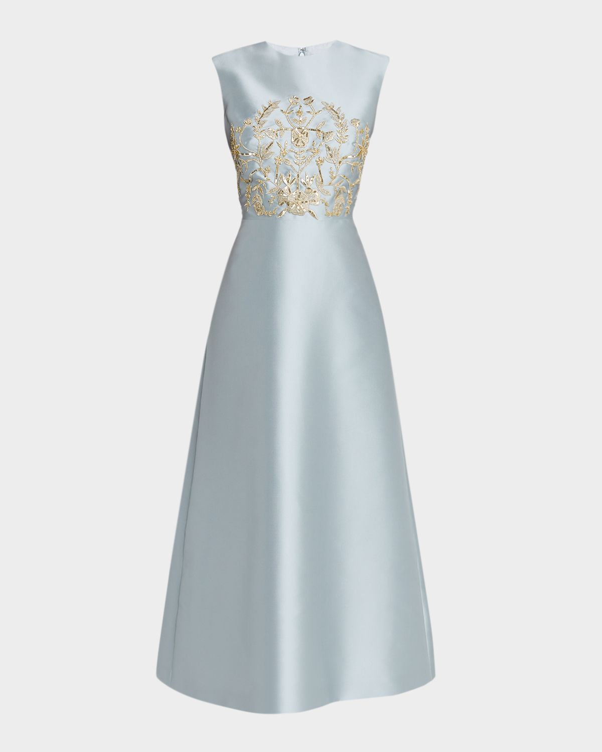 Reem Acra Petals, Spice, and Whispers of Plumage Embroidered Satin Dress | Thumbnail 6