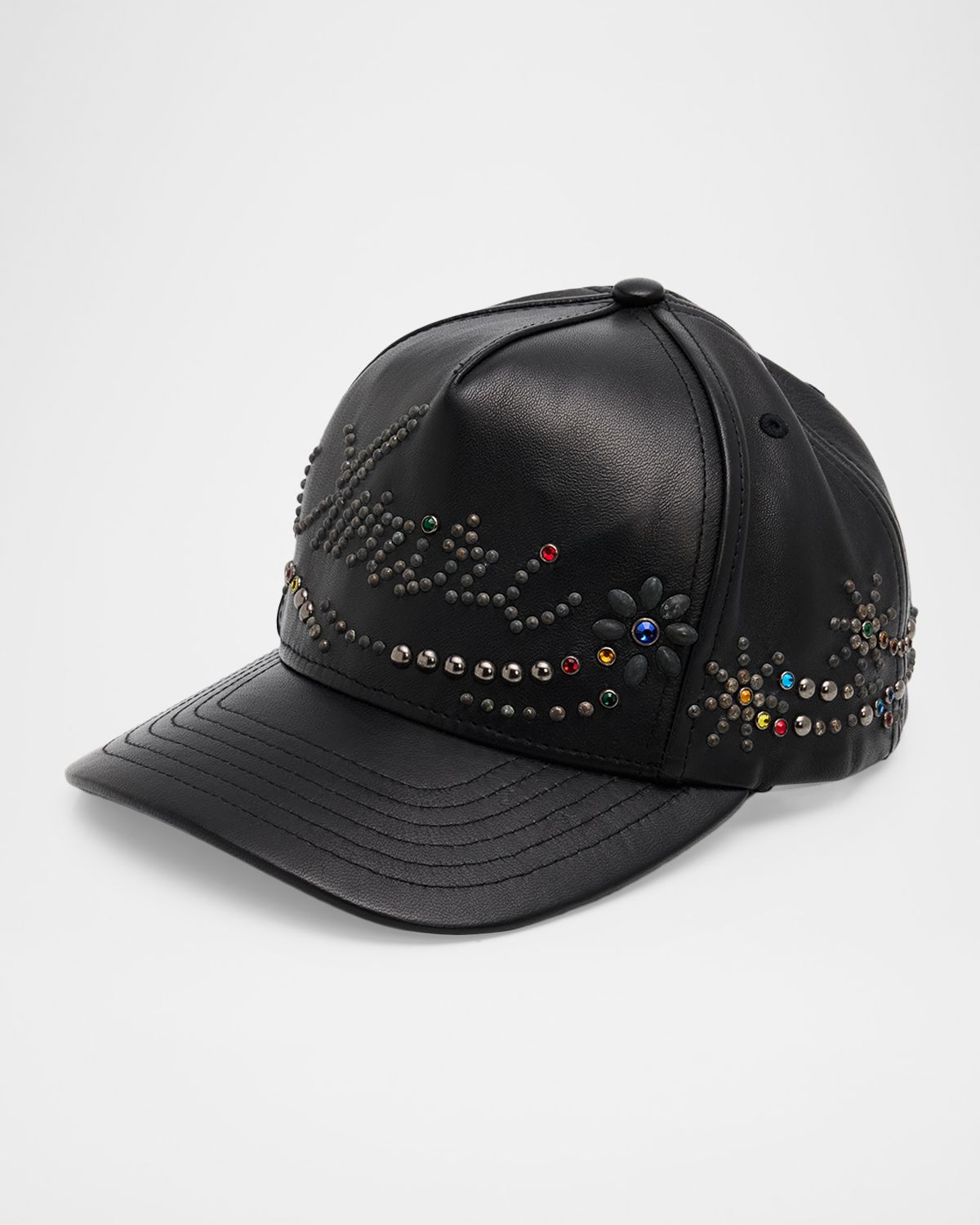 Amiri Men 's Studded Leather Baseball Cap