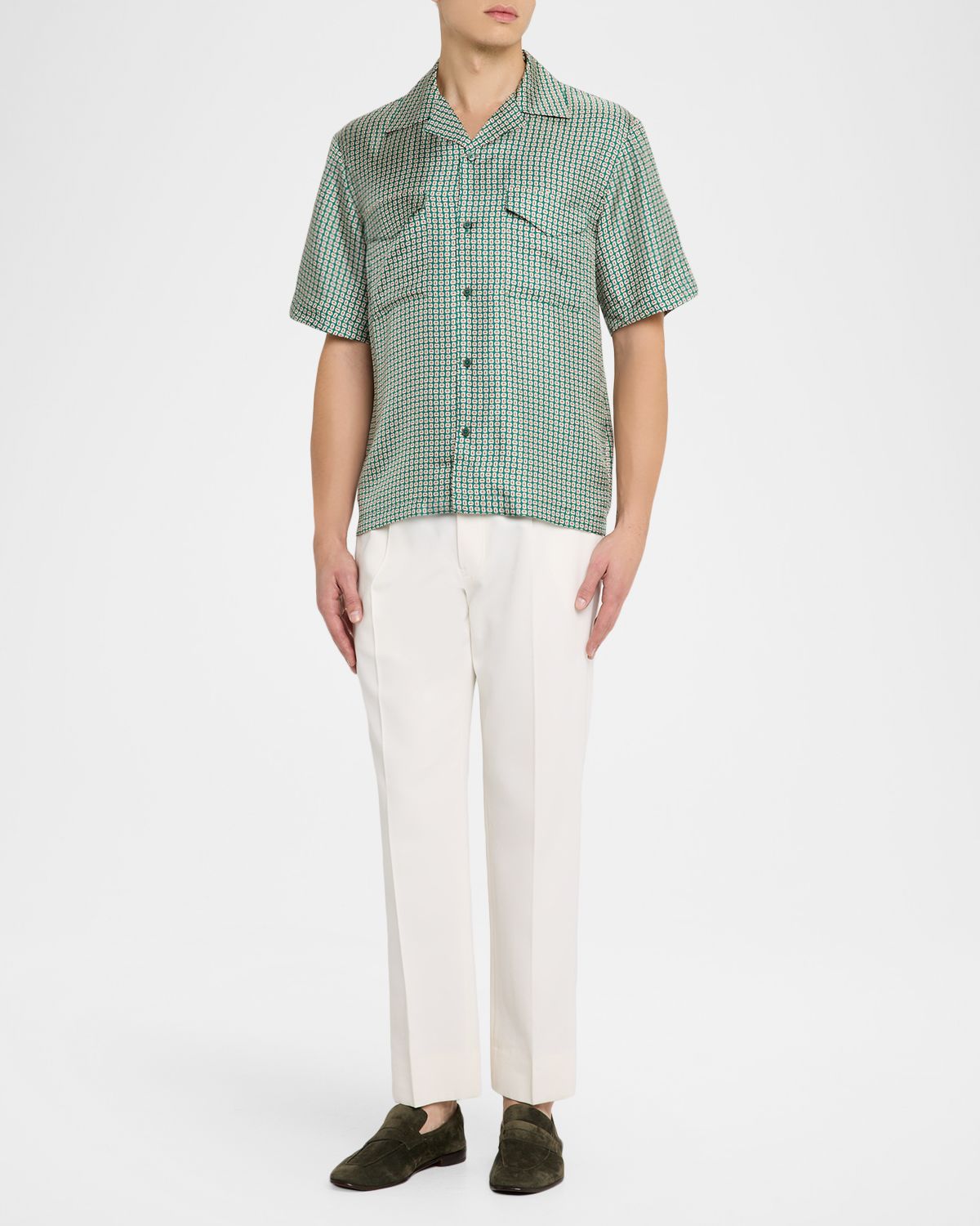 SIMKHAI Men 's Clarke Printed Silk Camp Shirt | Thumbnail 5 SIMKHAI Men 's Clarke Printed Silk Camp Shirt | Thumbnail 5