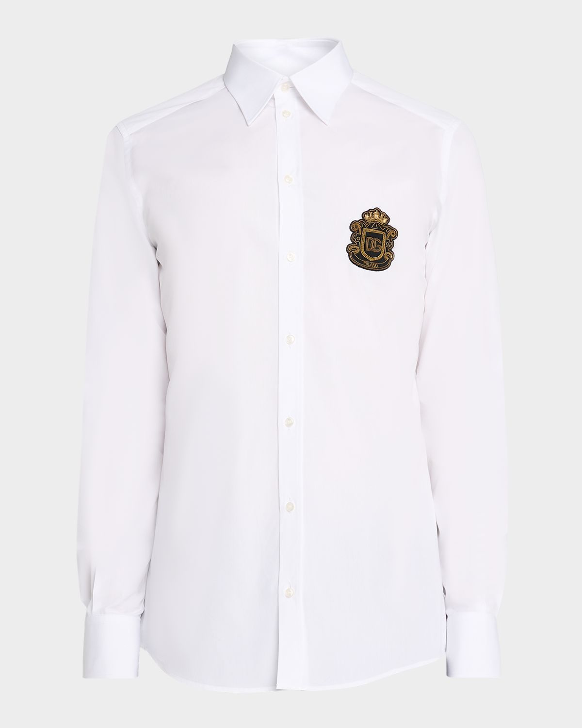 Dolce & Gabbana Men 's Cotton Heraldic-Patch Button-Down Shirt | Thumbnail 6 Dolce & Gabbana Men 's Cotton Heraldic-Patch Button-Down Shirt | Thumbnail 6