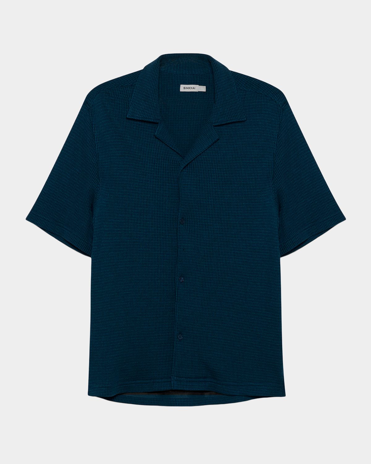 SIMKHAI Men 's Troy Waffle-Weave Short-Sleeve Shirt