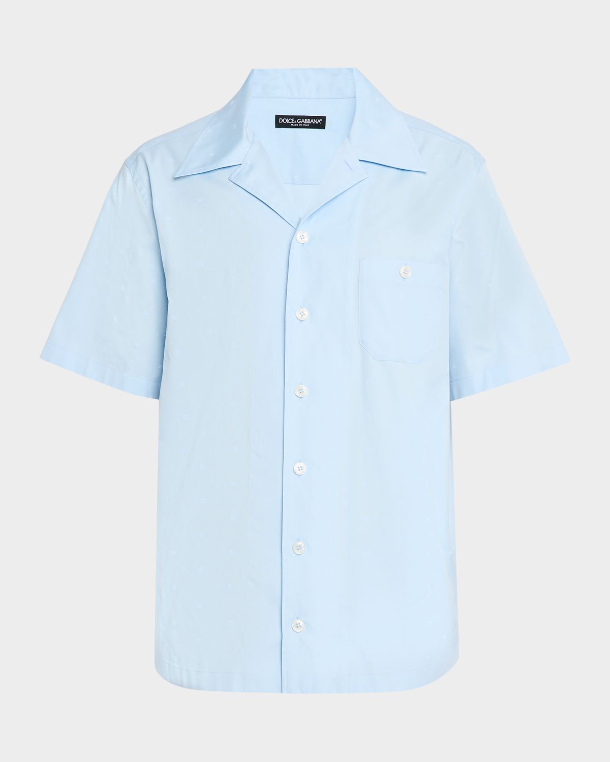 Dolce & Gabbana Men 's Micro-Monogram Cotton Short-Sleeve Shirt