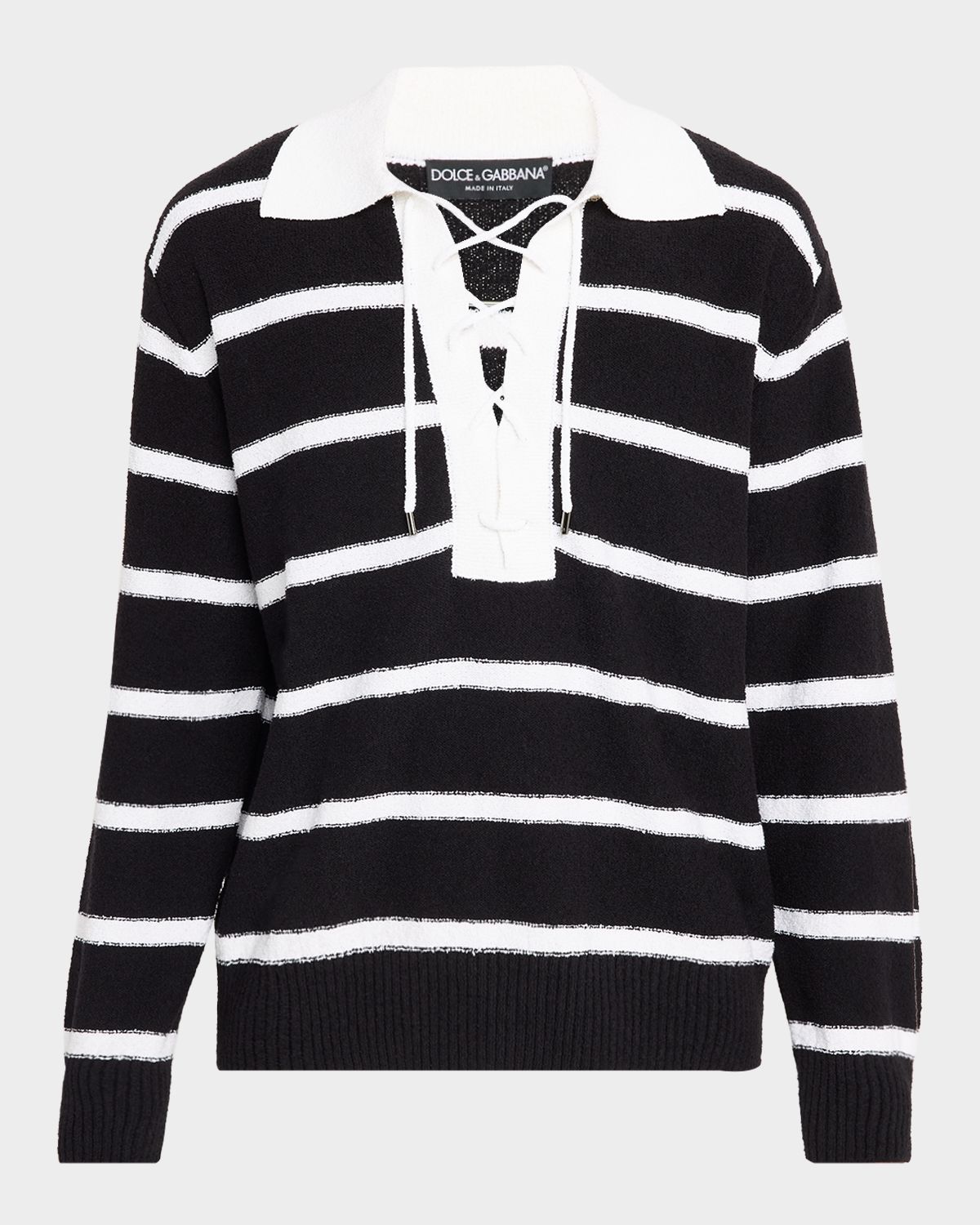 Dolce & Gabbana en 's Lace-Up Johnny Collar Polo Sweater