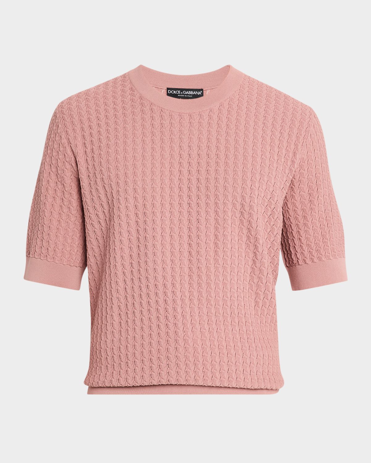 Dolce & Gabbana Men 's Cotton Jacquard Knit Short-Sleeve Sweater