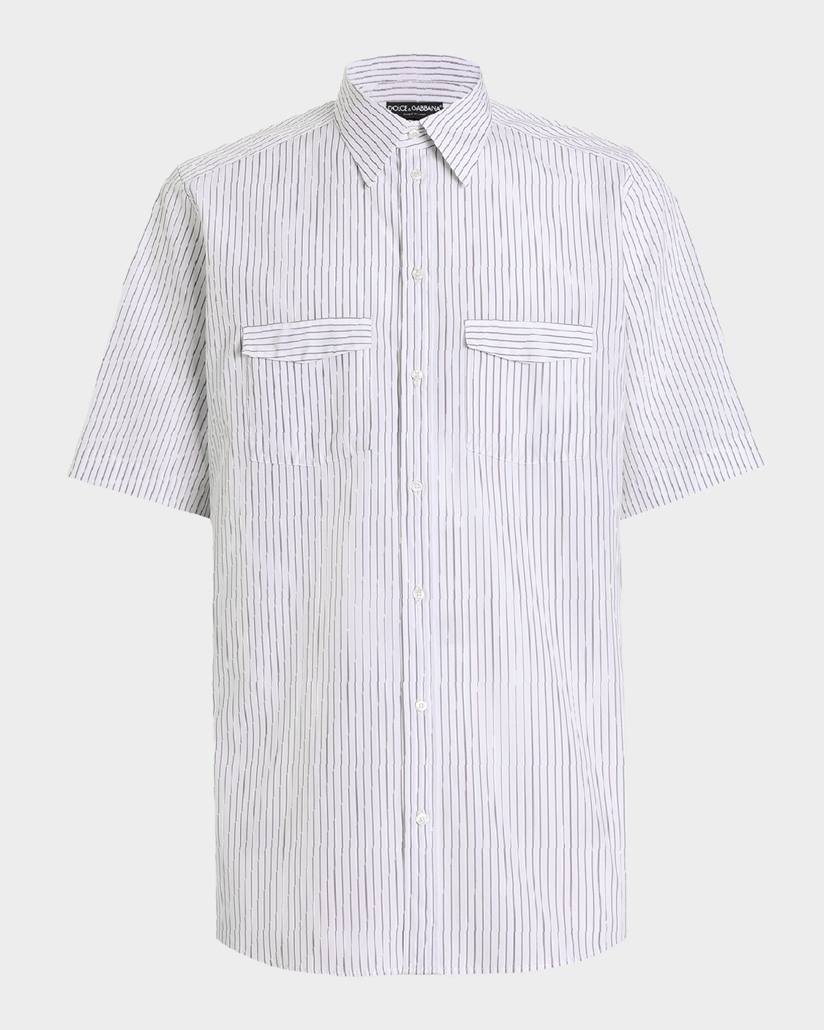 Dolce & Gabbana Men 's Stripe Cotton Poplin Short-Sleeve Shirt