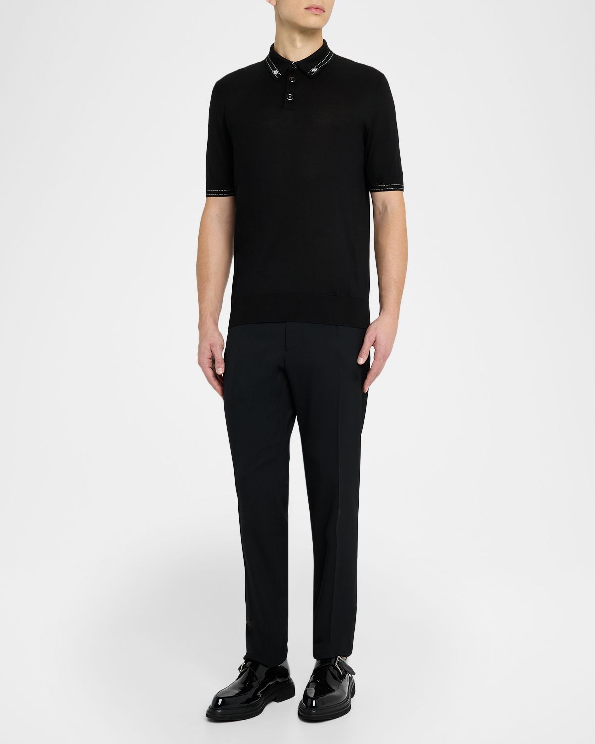 Dolce & Gabbana Men 's Silk Knit Polo Shirt | Thumbnail 5 Dolce & Gabbana Men 's Silk Knit Polo Shirt | Thumbnail 5