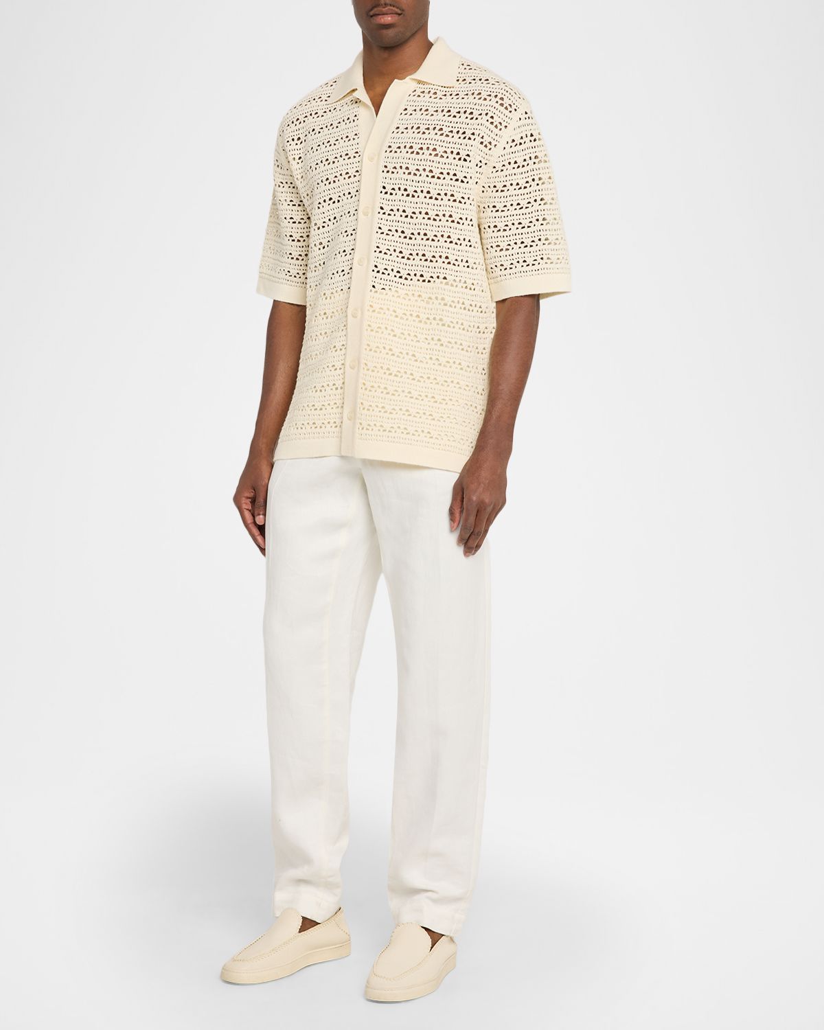 Dolce & Gabbana Men 's Crochet Short-Sleeve Button-Down Shirt