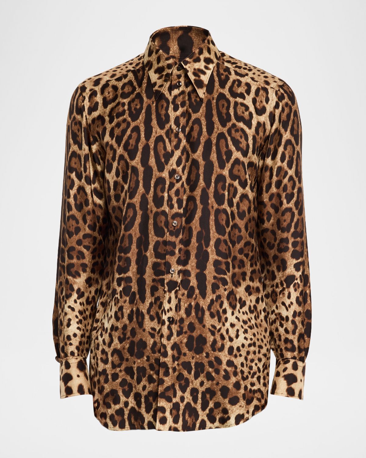 Dolce & Gabbana Men 's Leopard-Print Poplin Button-Down Shirt