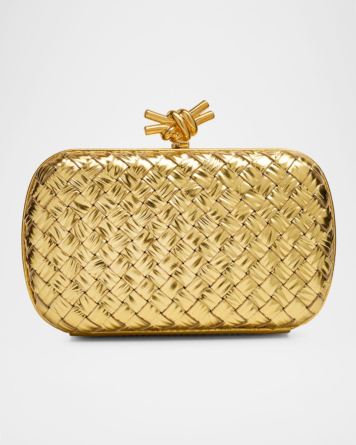 Bottega Veneta Embossed Laminated Leather Clutch Bag