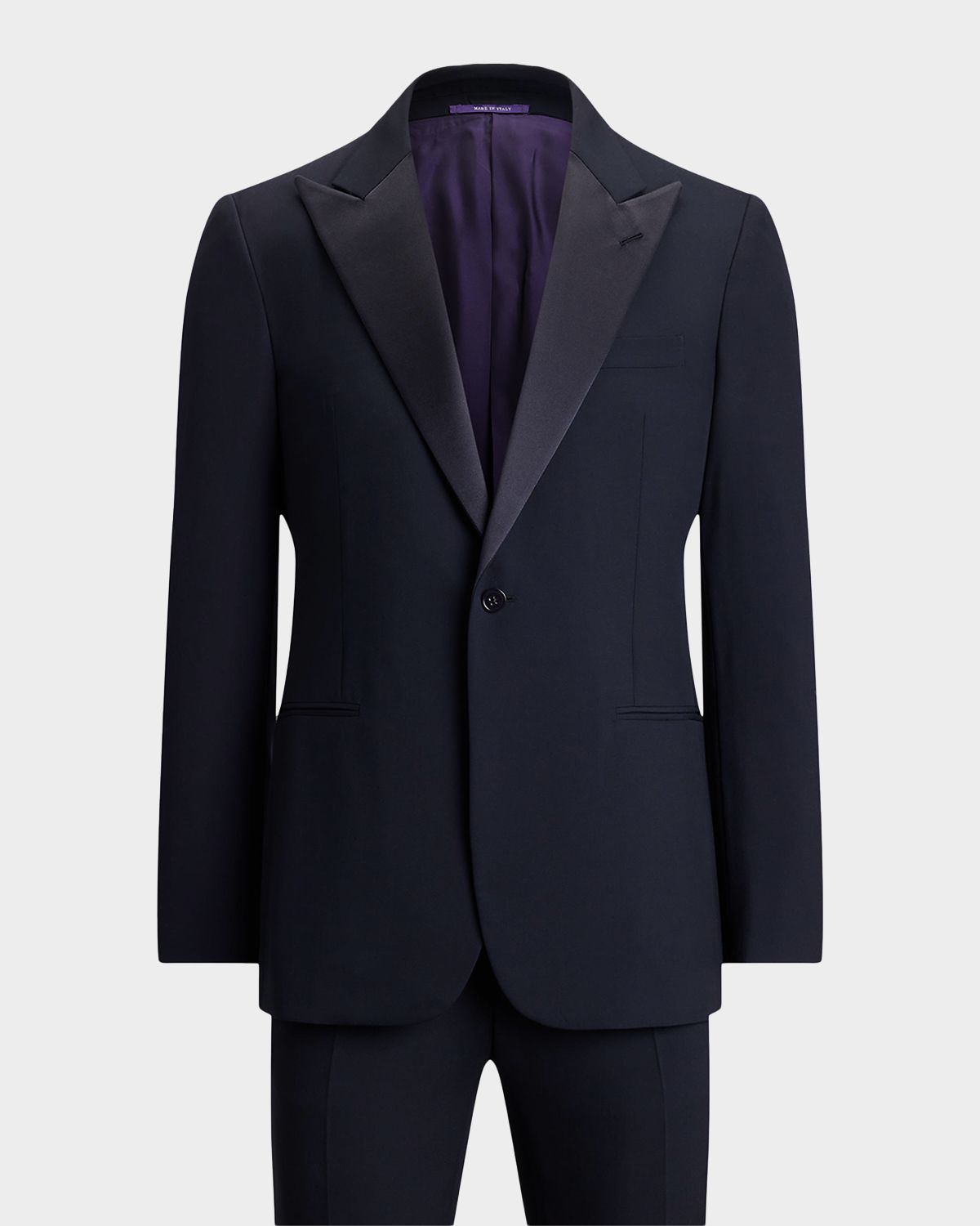Ralph Lauren Purple Label Men 's Barathea Satin-Lapel Wool Single-Breasted Suit