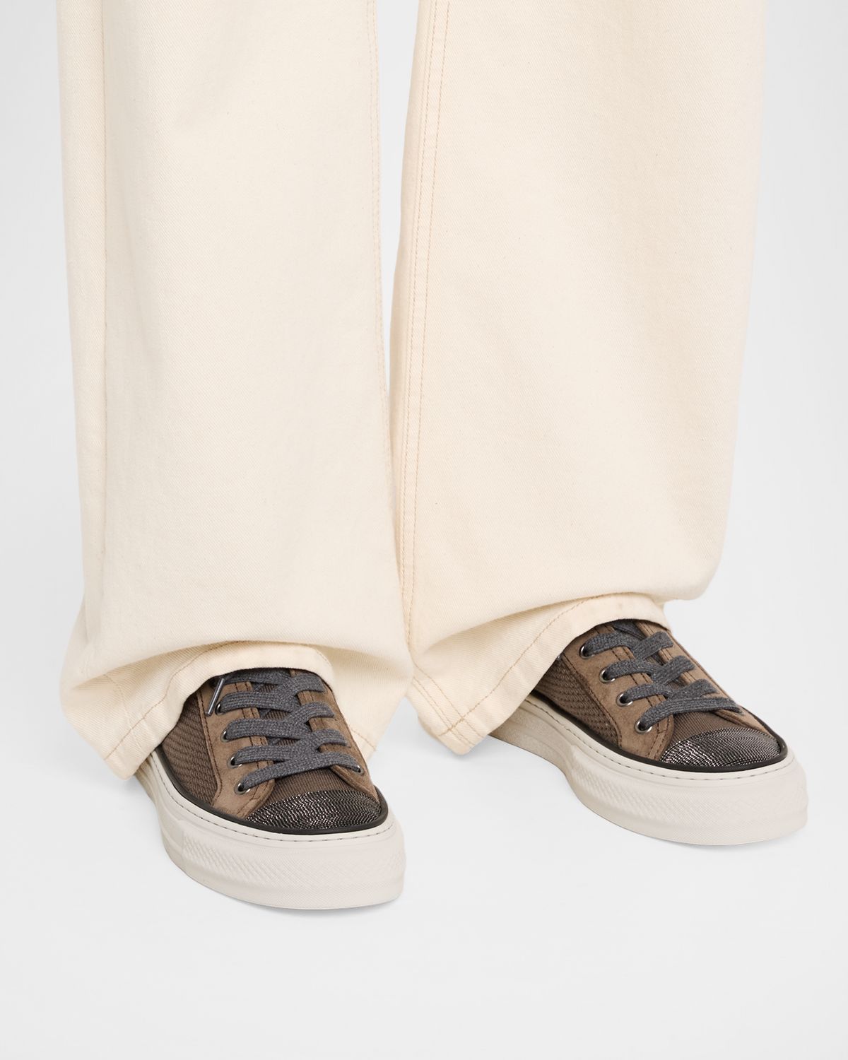 Brunello Cucinelli Monili Knit Low-Top Sneakers