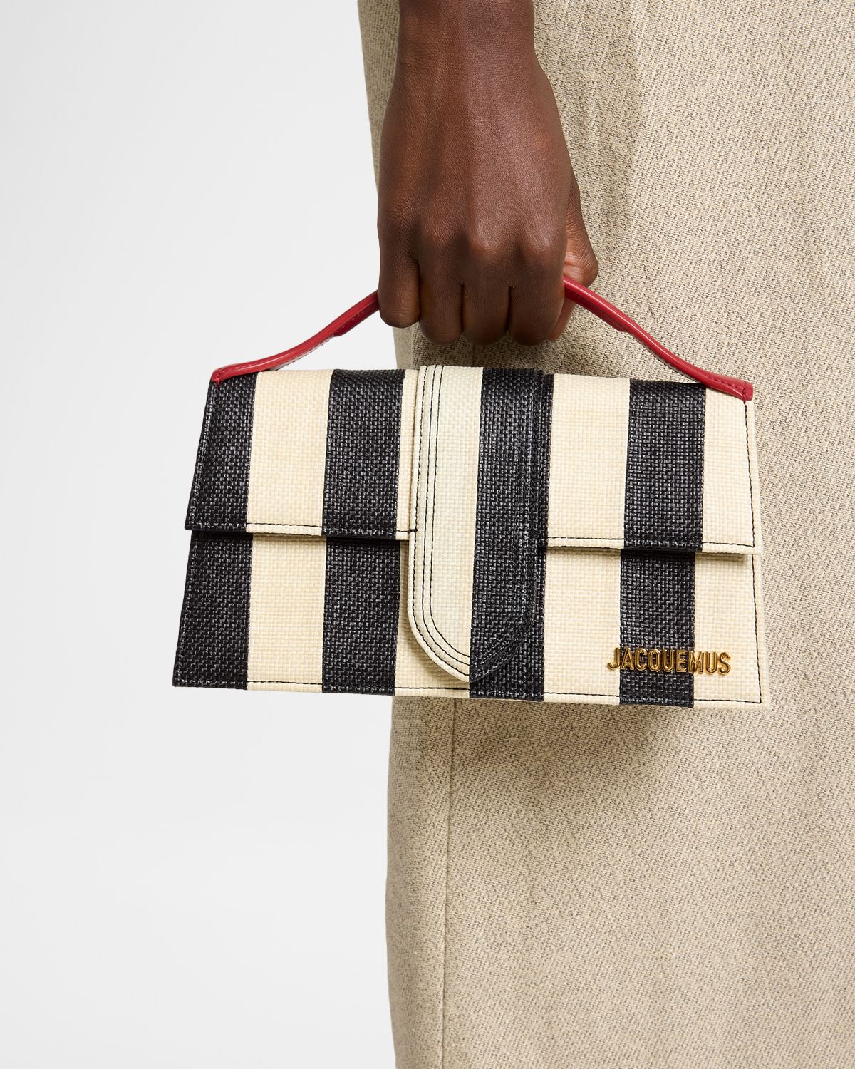 Jacquemus Le Grand Bambino Striped Top-Handle Bag