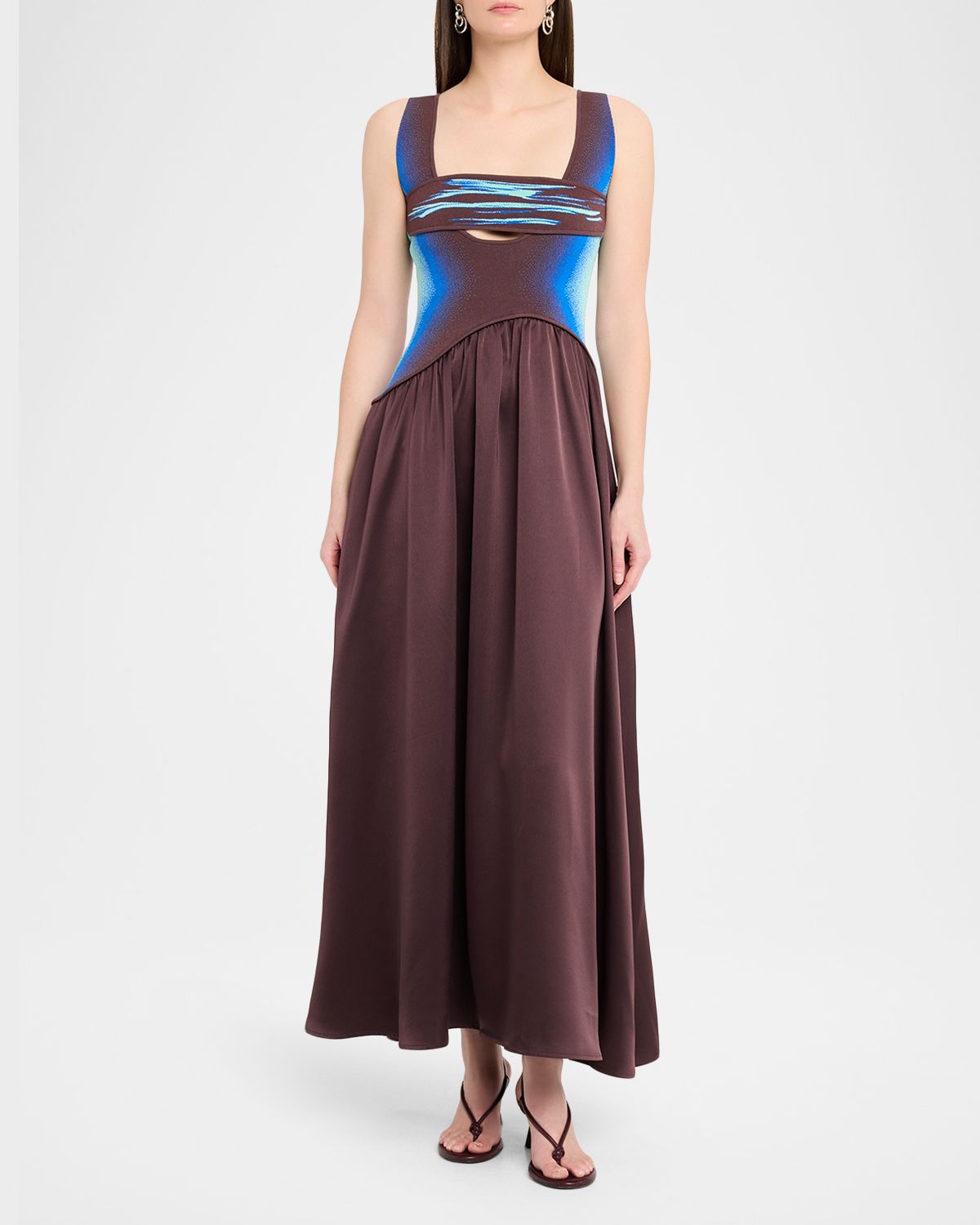 PH5 Jewel Sleeveless Mixed Media Midi Dress