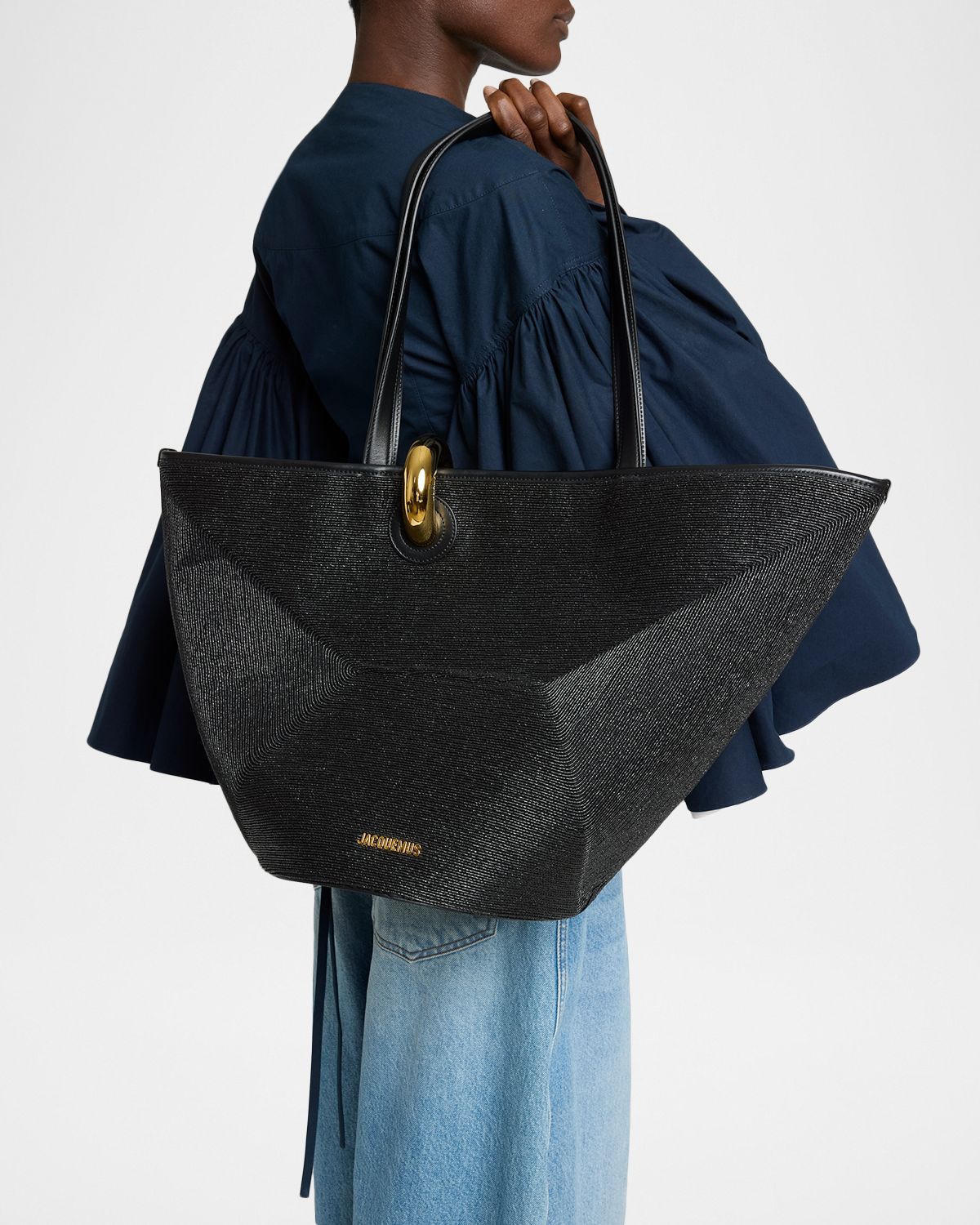 Jacquemus Le Bambola Angular Woven Tote Bag