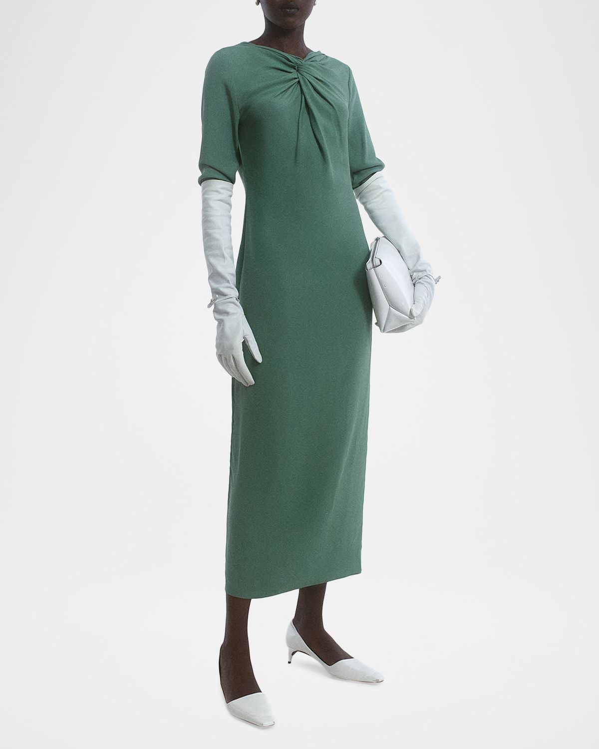 BERNADETTE Lauren Twisted V-Neck Long-Sleeve Midi Dress | Thumbnail 4