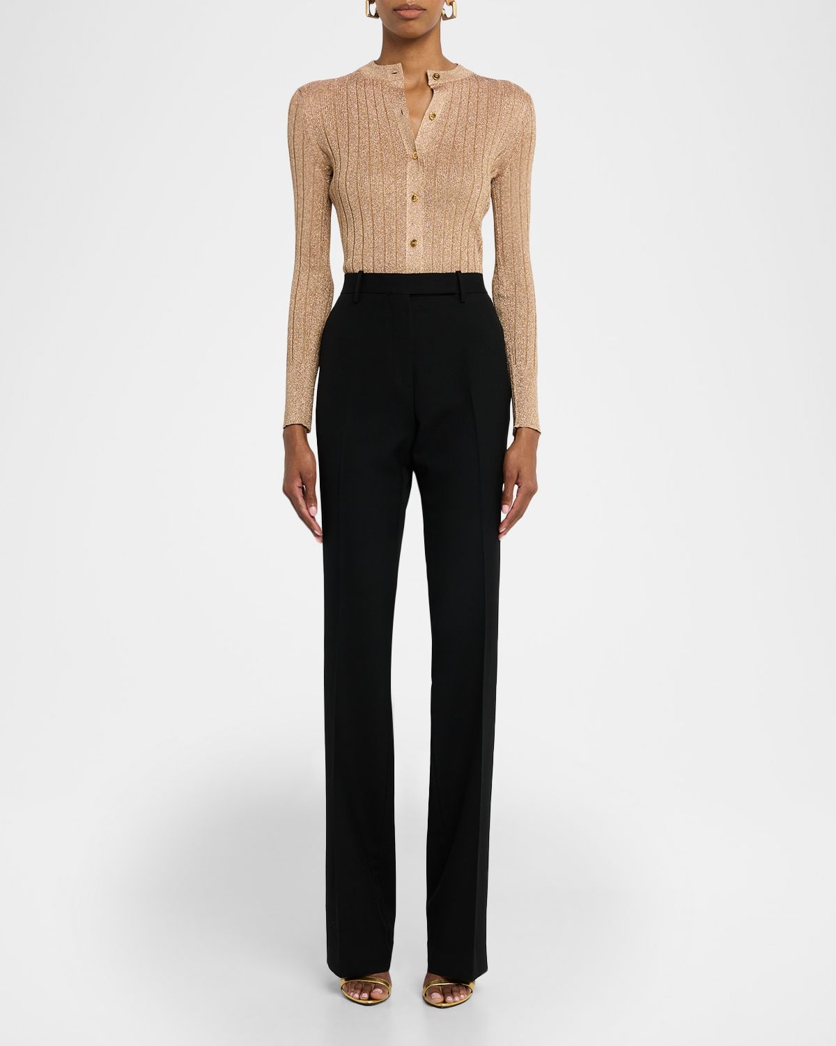 TOM FORD Sharp Grain De Poudre Straight-Leg Trousers