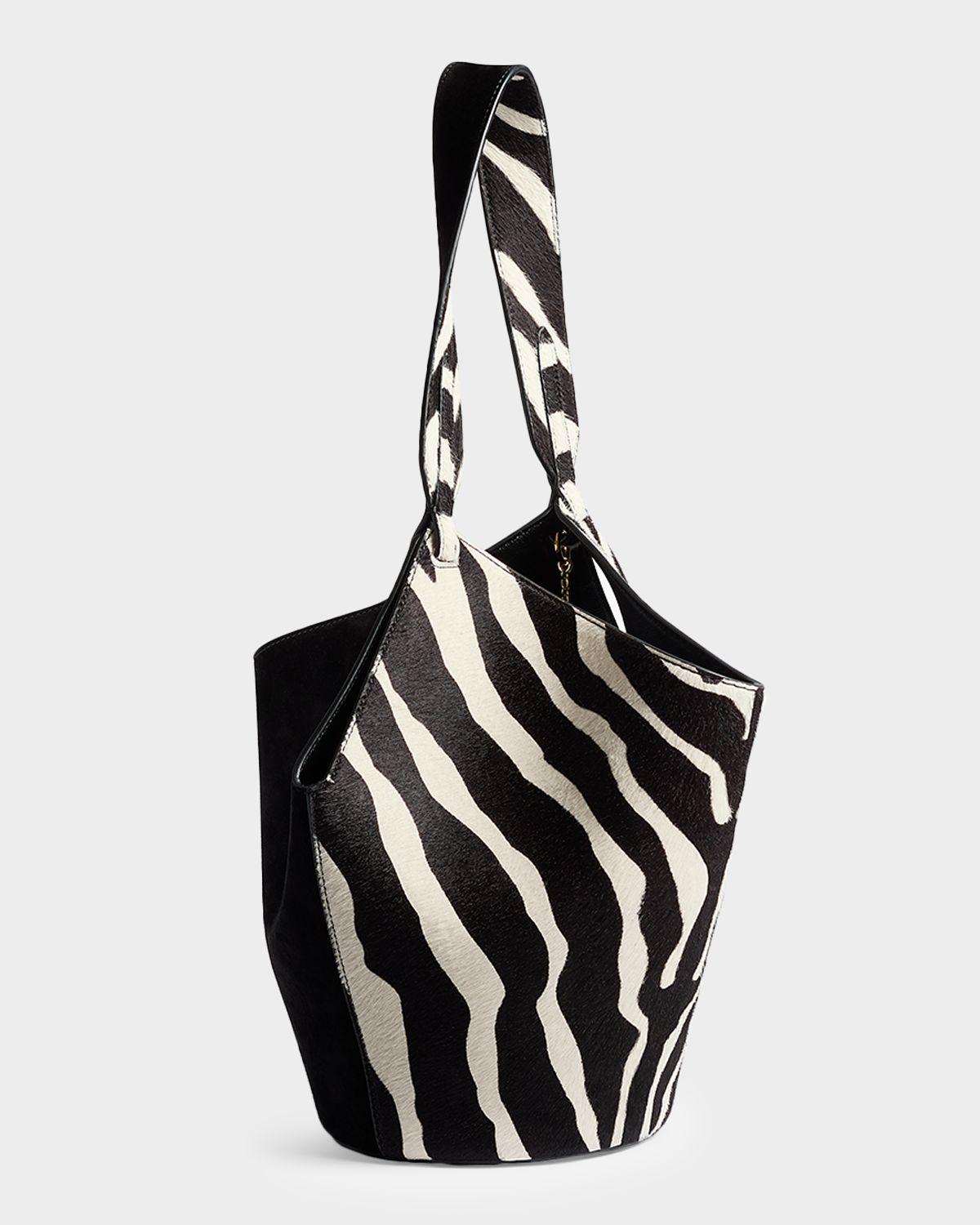 Khaite Lotus Mini Zebra-Print Calf Hair and Leather Top-Handle Bag