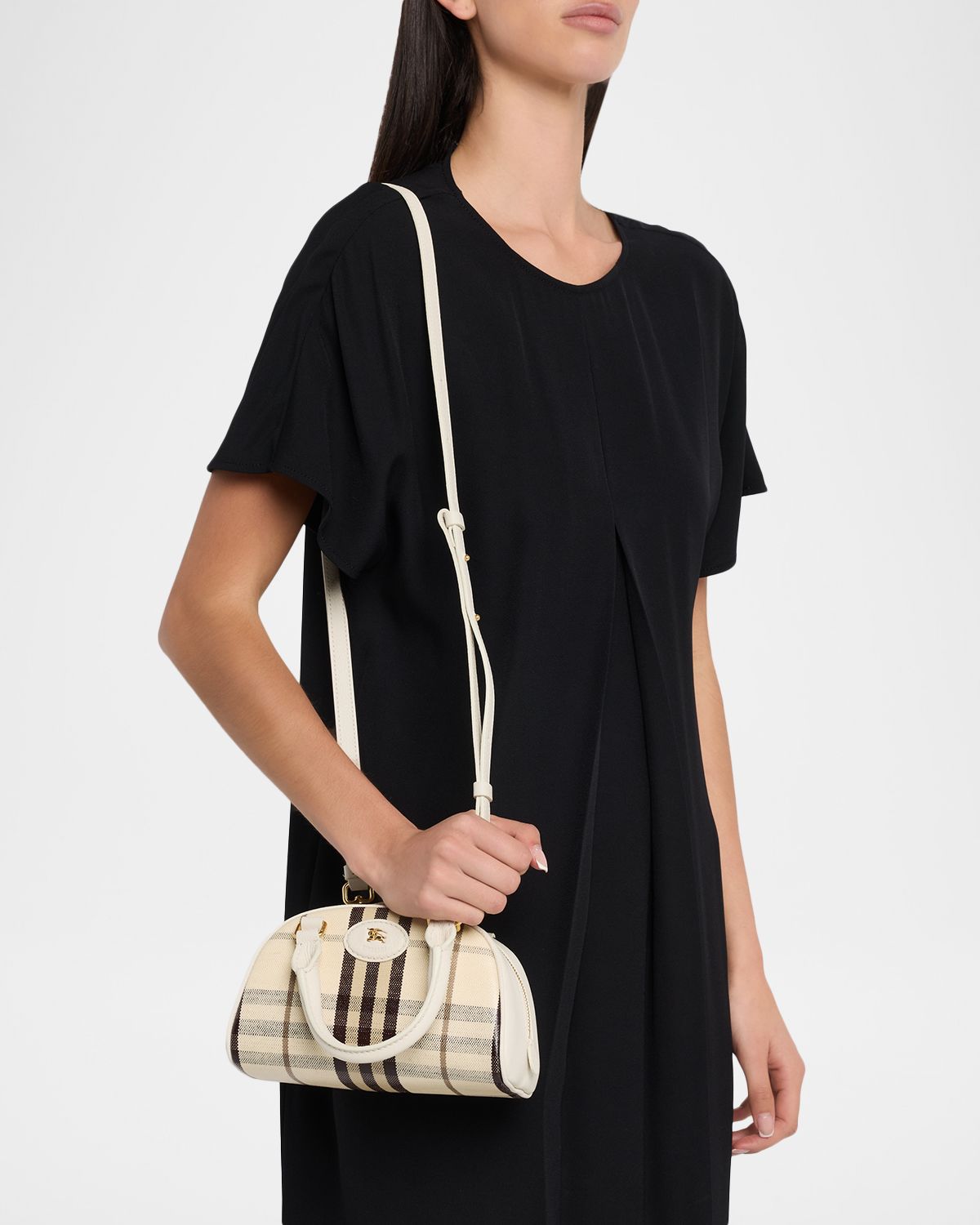 Burberry Highlands Mini Check Top Handle Bowling Bag