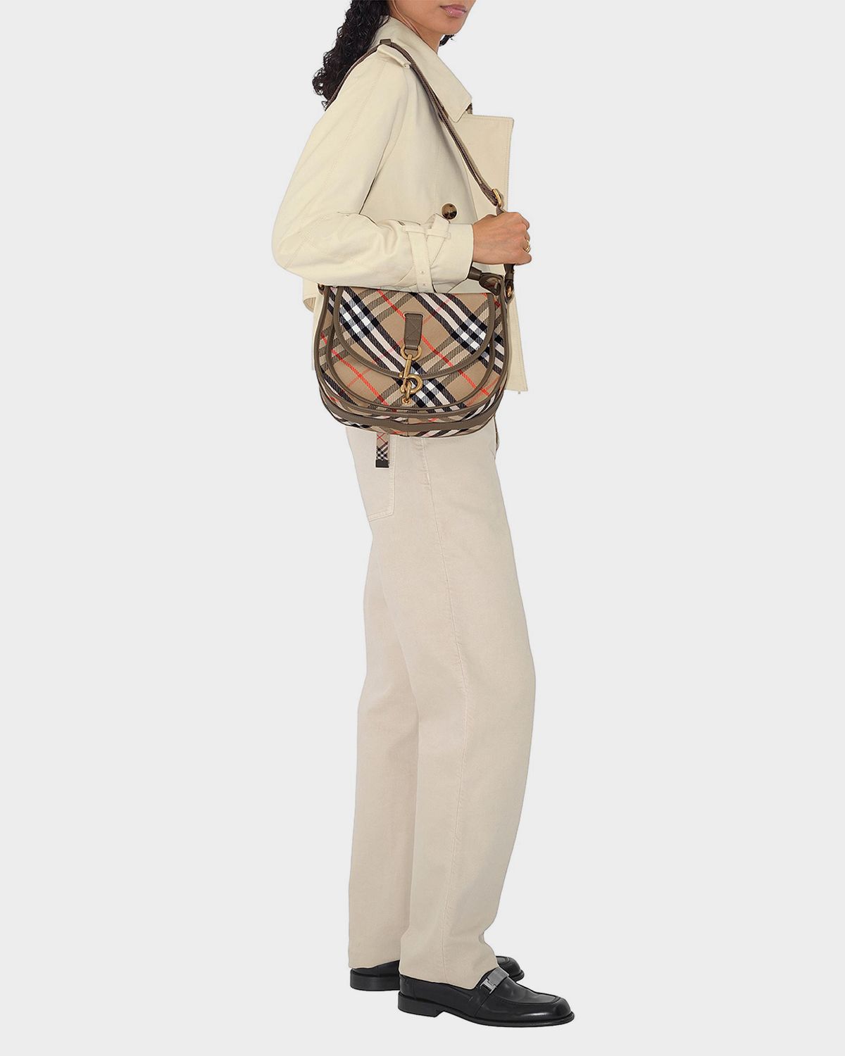 Burberry Small B Clip Check Messenger Bag