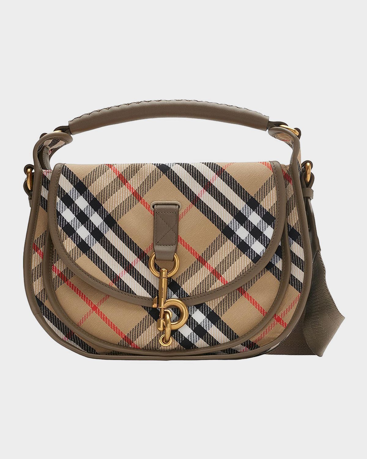 Burberry Small B Clip Check Messenger Bag