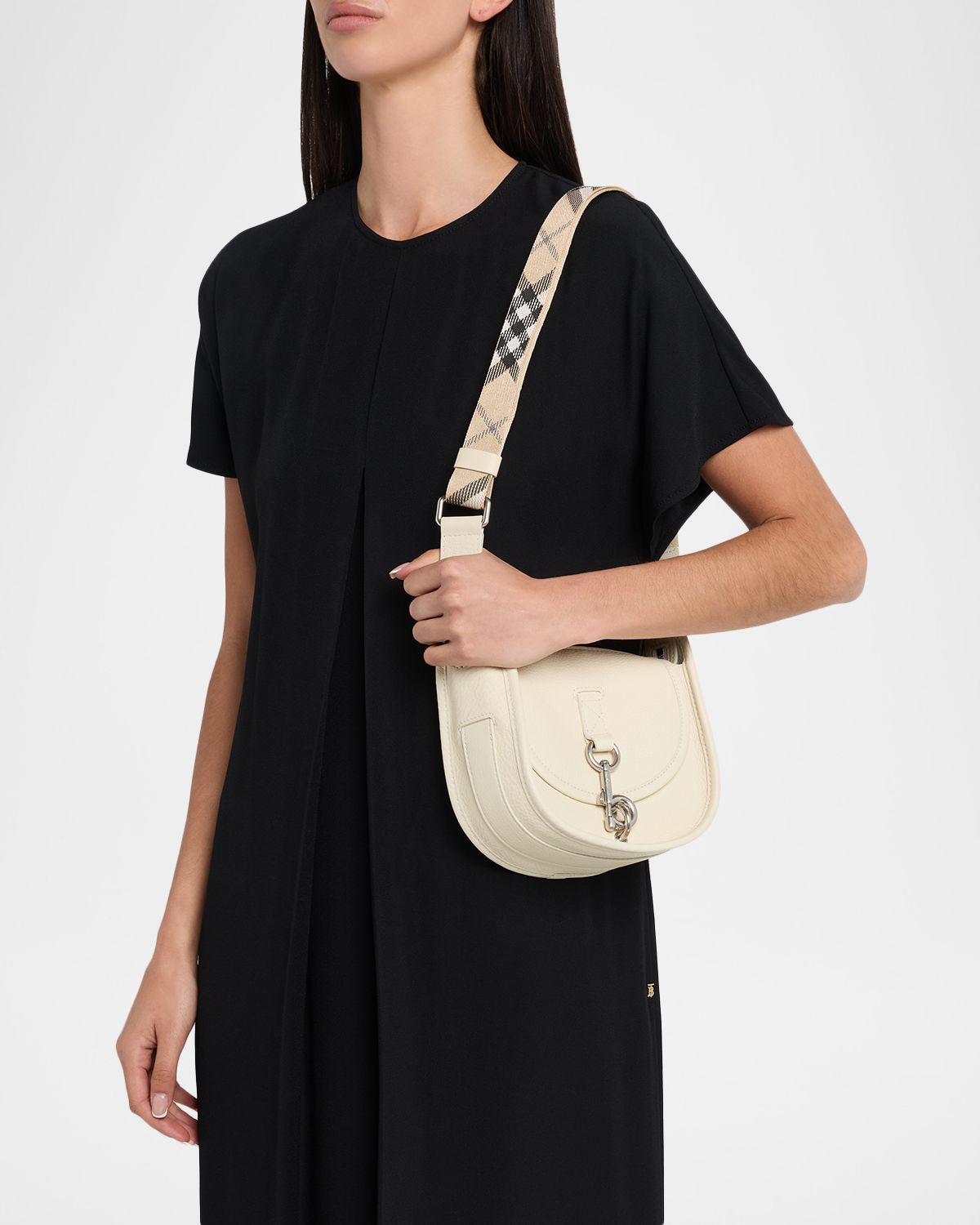 Burberry Mini B Clip Leather Messenger Bag