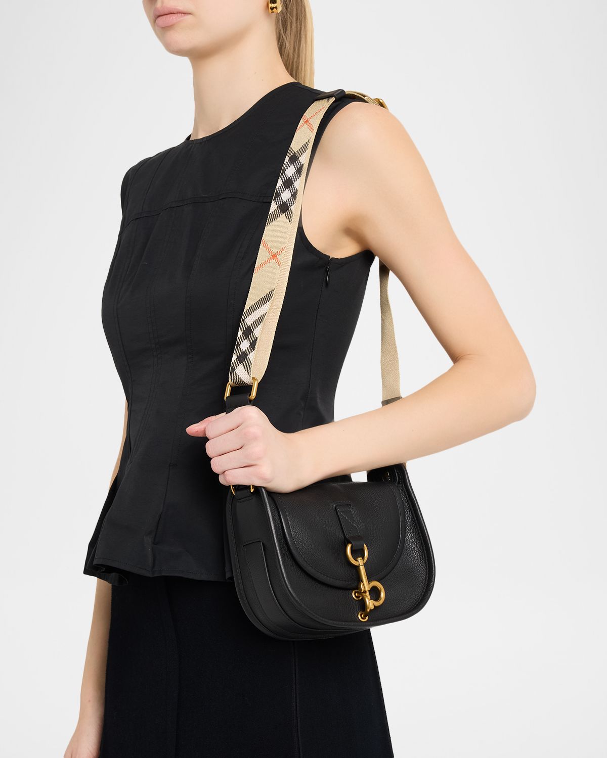 Burberry Mini B Clip Leather Messenger Bag