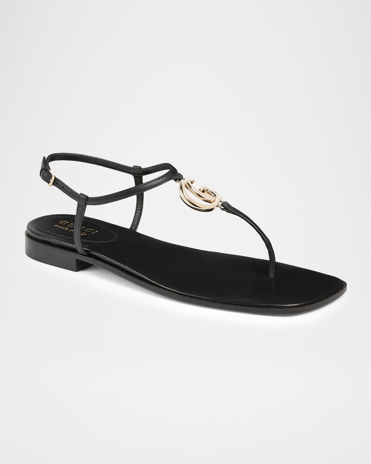 Gucci GG Marmont Leather Thong Sandals