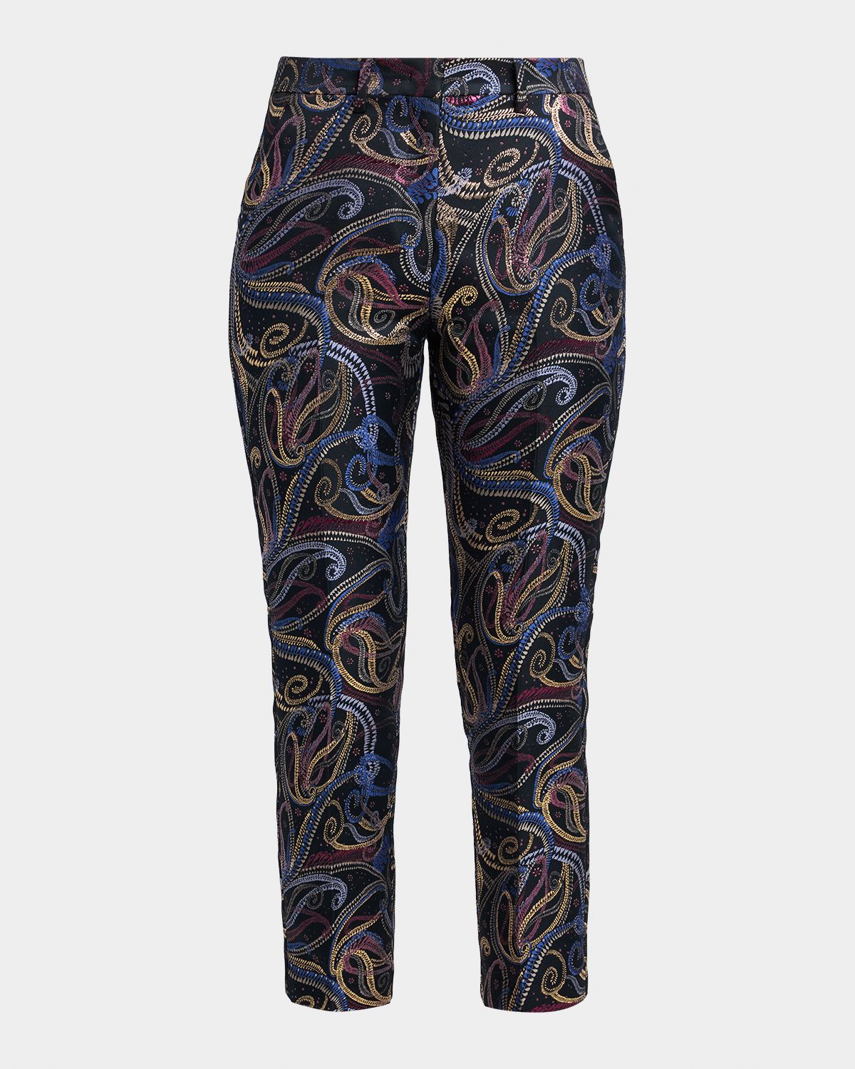 Etro Bristol Paisley Jacquard Duchesse Satin Cropped Pants