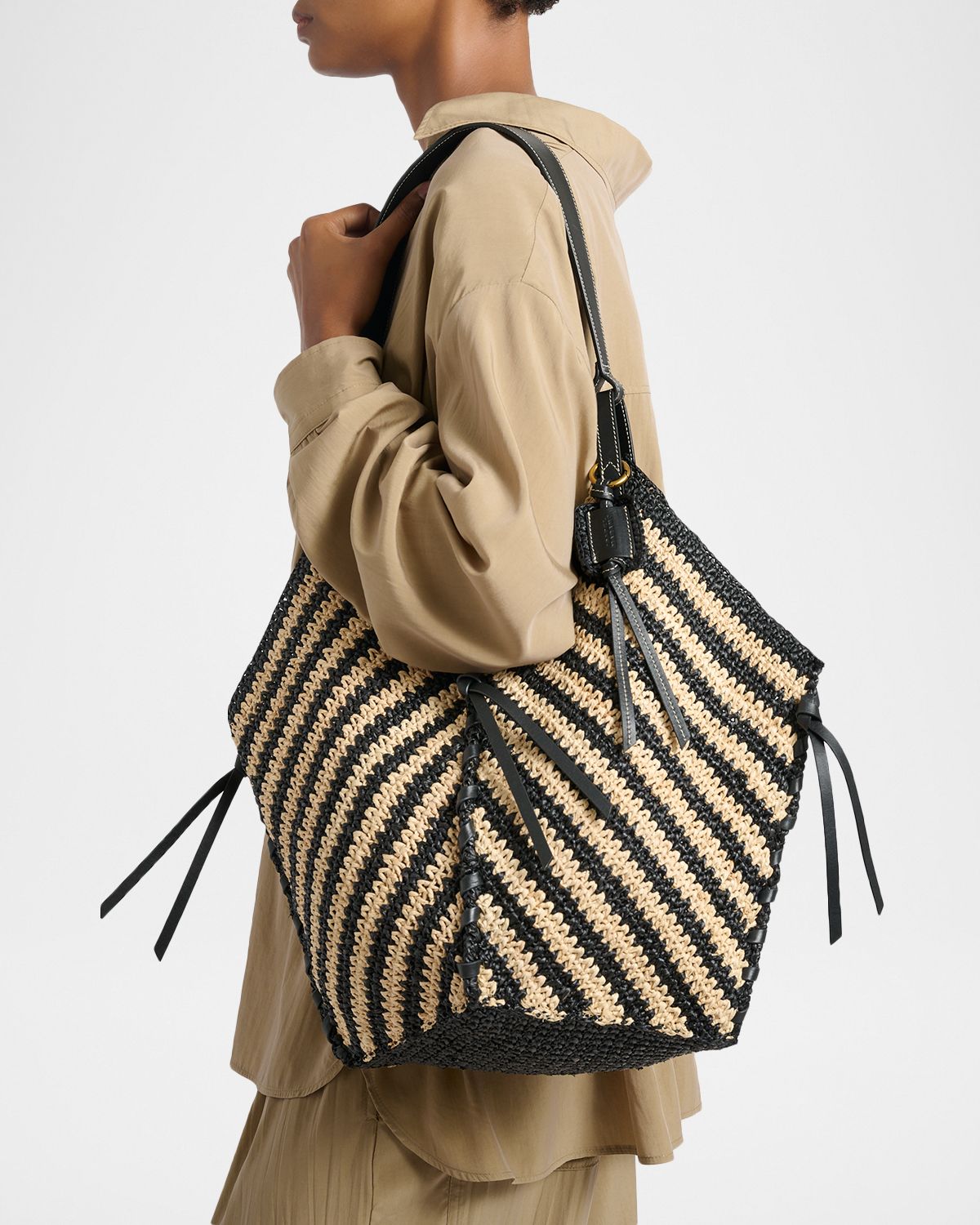 Isabel Marant Tampa Striped Raffia Shoulder Bag