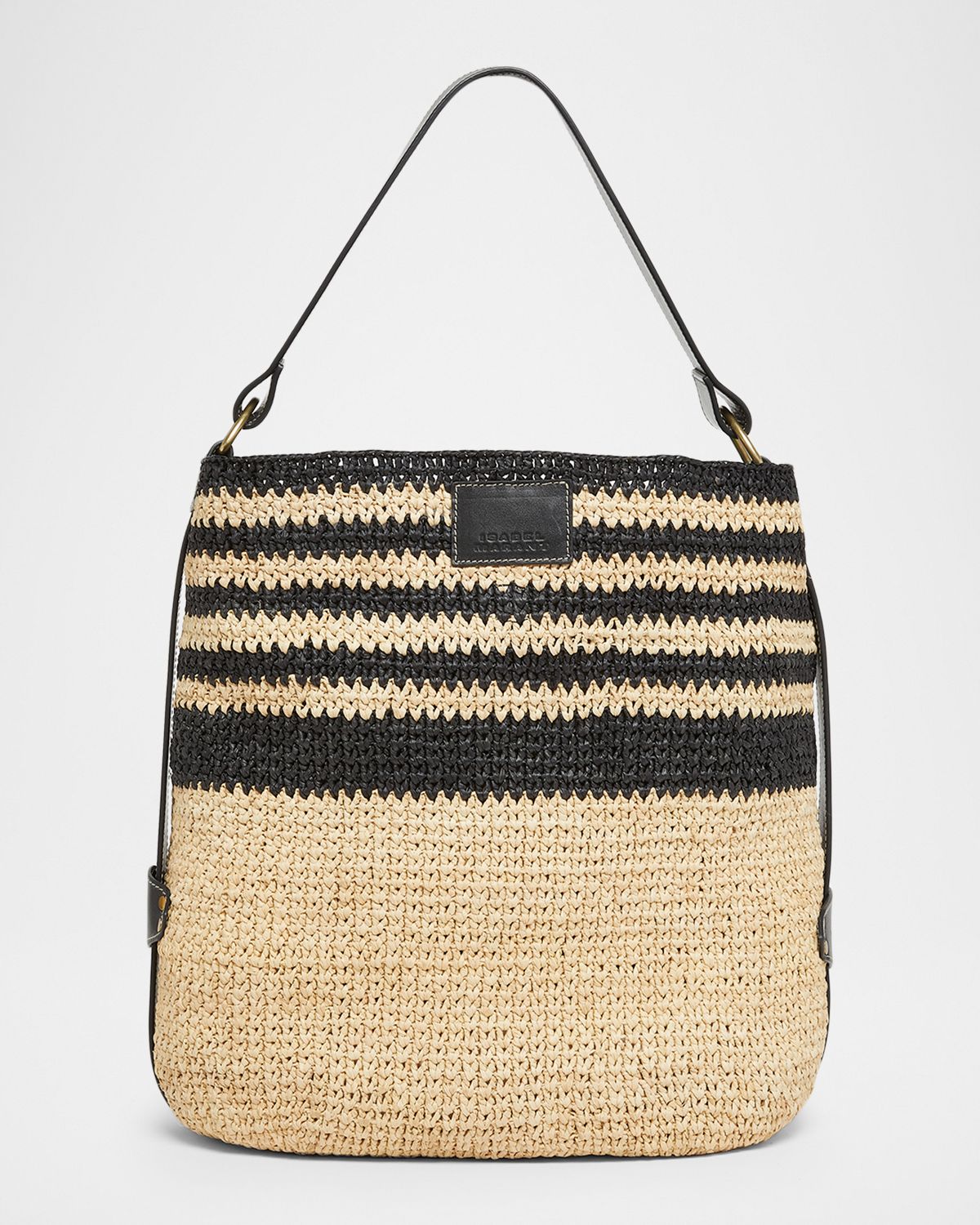 Isabel Marant Bayia Striped Raffia Bucket Bag