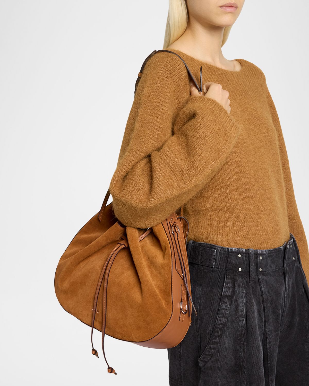 Isabel Marant Bolton Drawstring Suede Hobo Bag