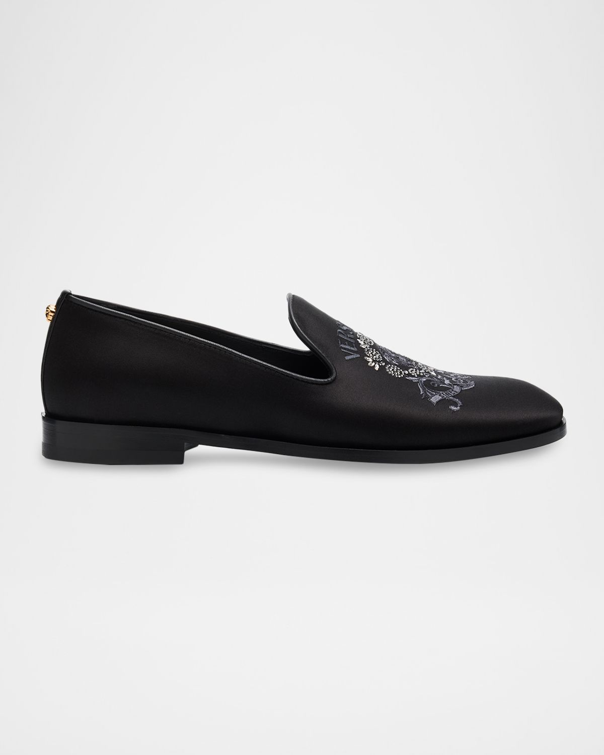 Versace Men 's Medusa Embroidered Leather Slippers