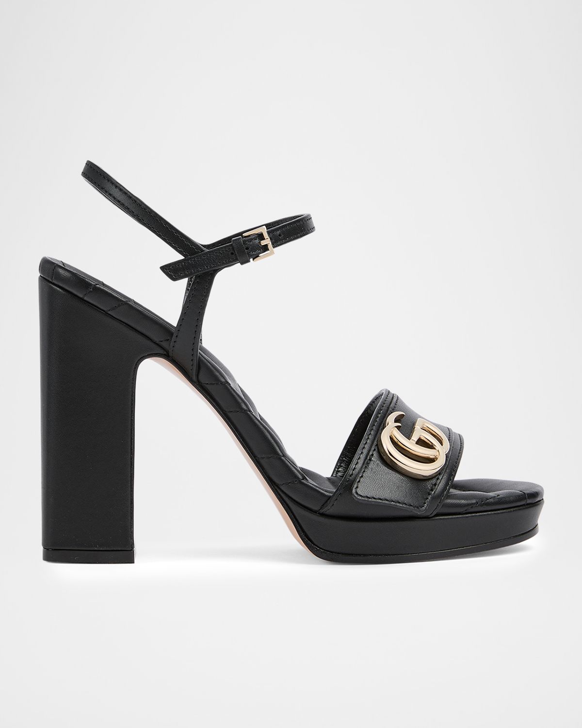 Gucci 95mm GG Marmont Leather Platform Sandals