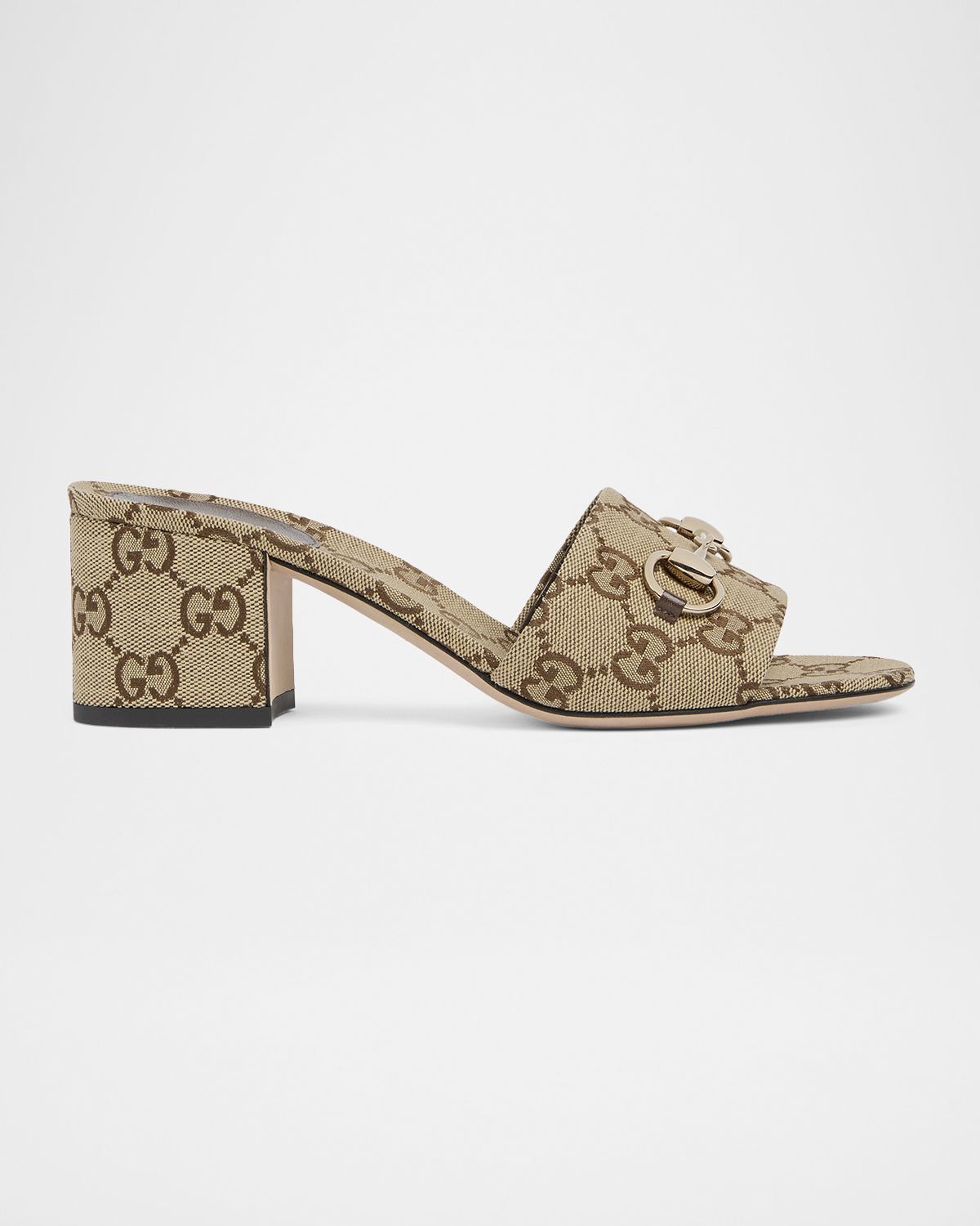 Gucci 55mm Siaga GG Monogram Canvas Block-Heel Sandals