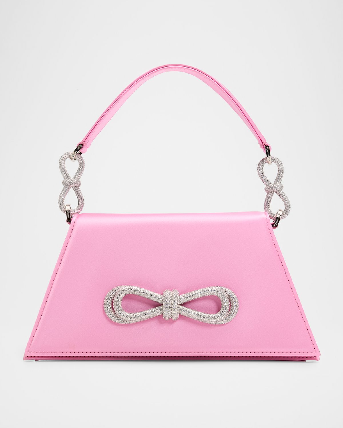 MACH & MACH Satin Double Crystal Bow Shoulder Bag