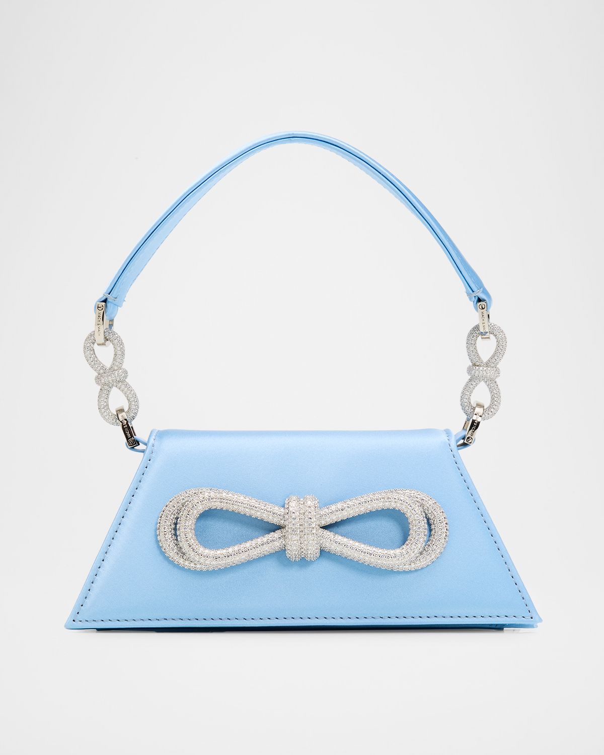 MACH & MACH Satin Double Crystal Bow Shoulder Bag