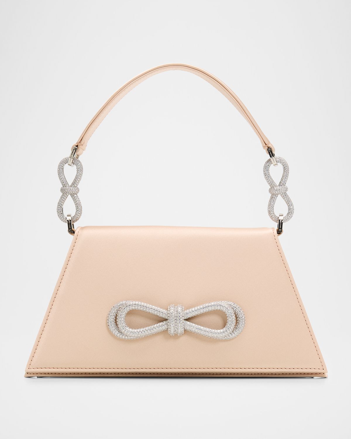 MACH & MACH Satin Double Crystal Bow Shoulder Bag