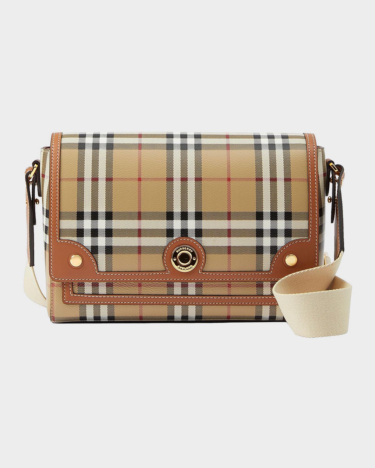 Burberry Note Coated Check Crossbody Bag