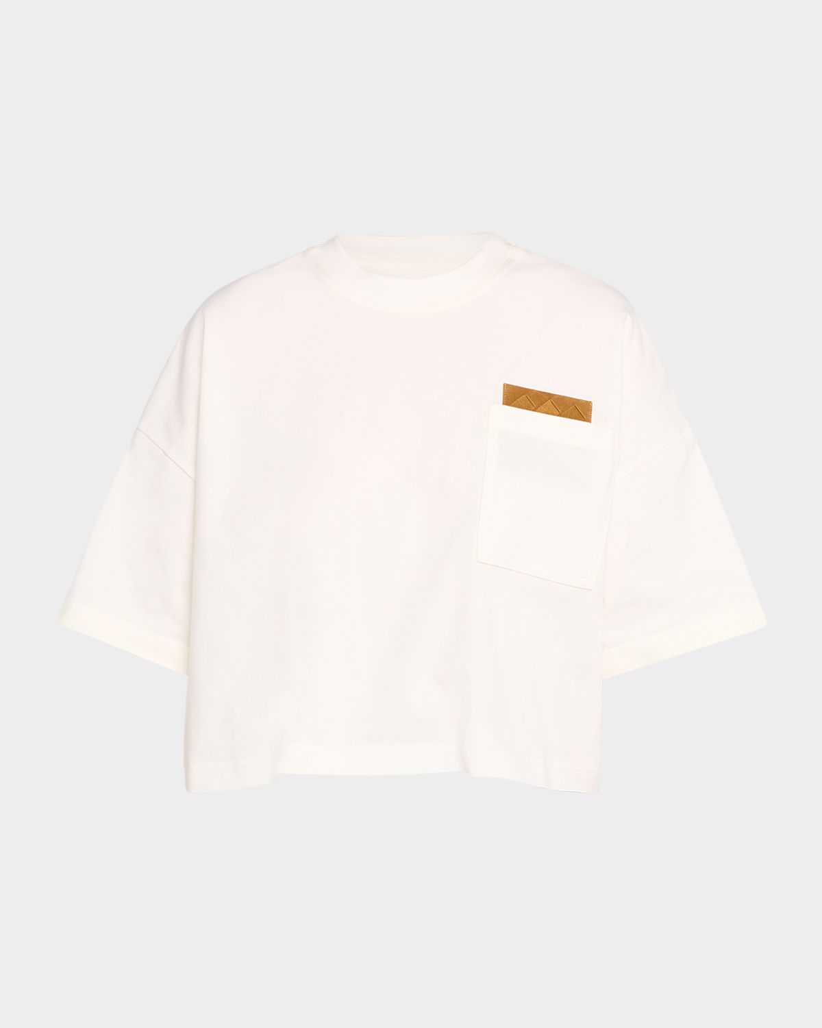 Bottega Veneta Intrecciato-Pocket Pima Cotton Jersey Crop T-Shirt