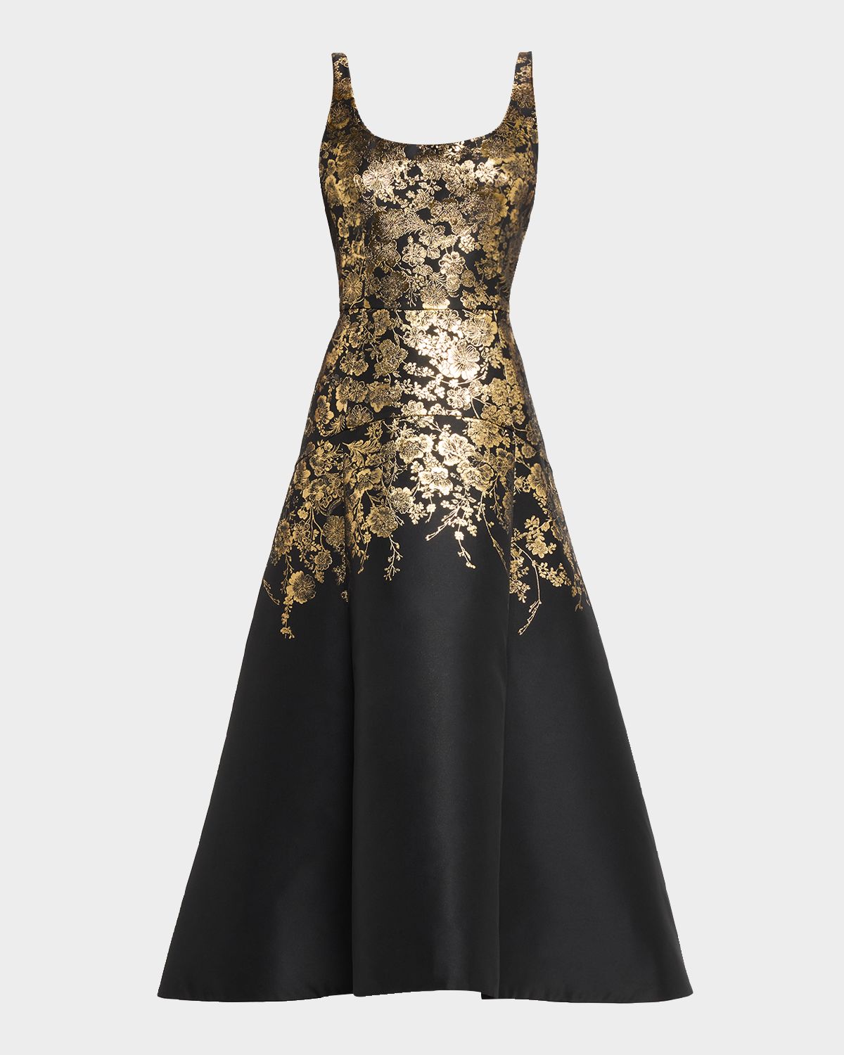 Adam Lippes Veda Metallic Floral Brocade Midi Dress