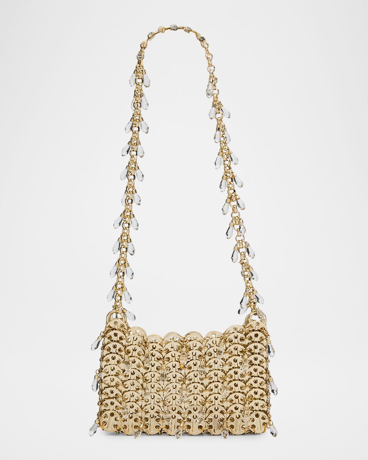 Rabanne Iconic Nano 1969 Brass & Rhinestone Shoulder Bag