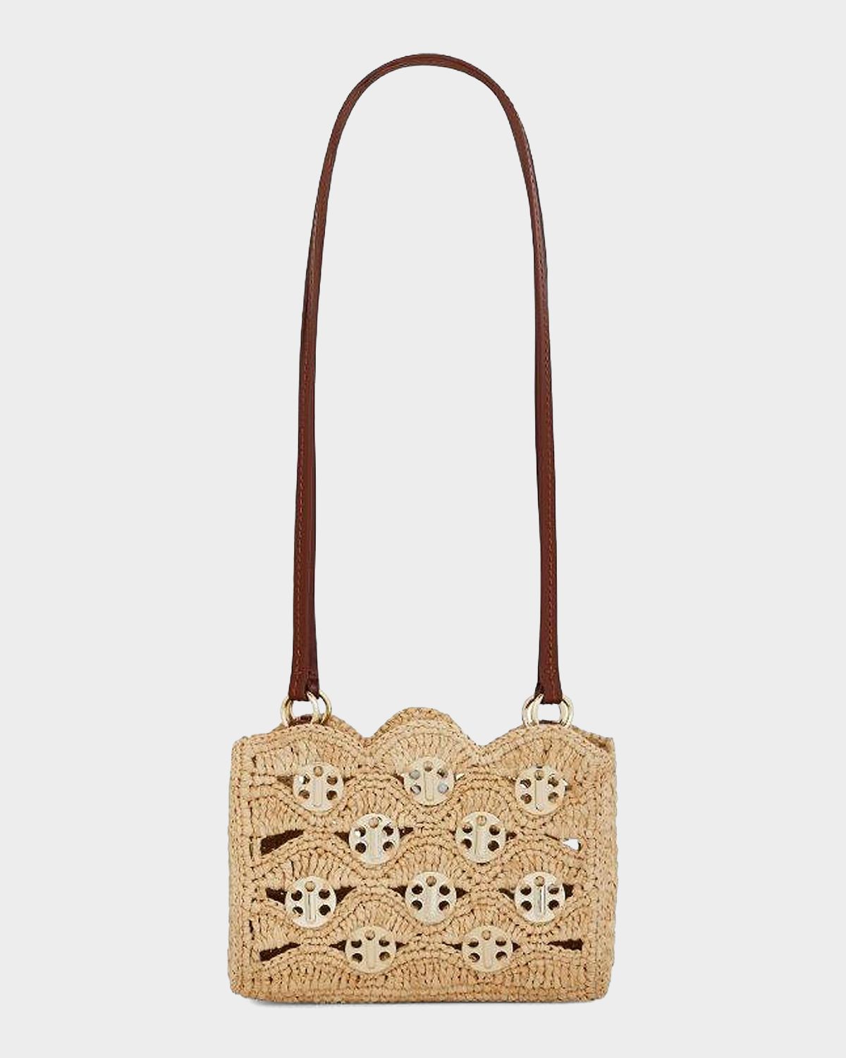 Rabanne 1969 Nano Raffia Shoulder Bag