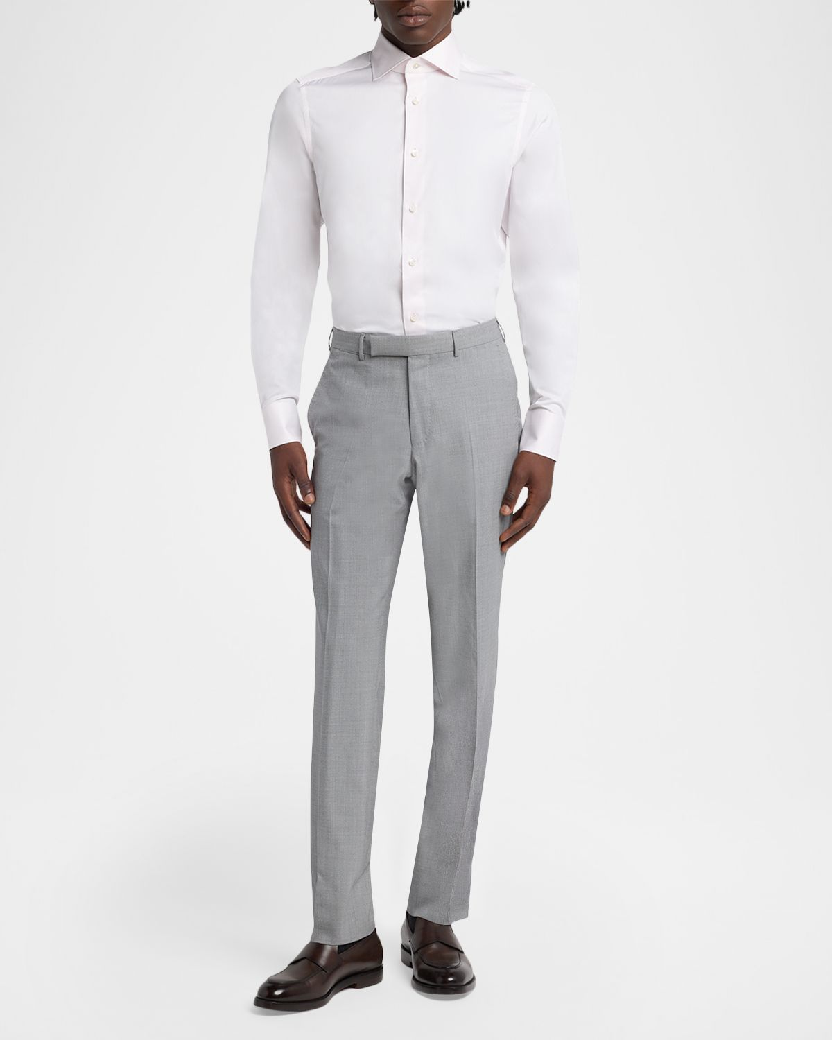 ZEGNA Men 's Cotton Tonal Stripe Dress Shirt | Thumbnail 2 ZEGNA Men 's Cotton Tonal Stripe Dress Shirt | Thumbnail 2