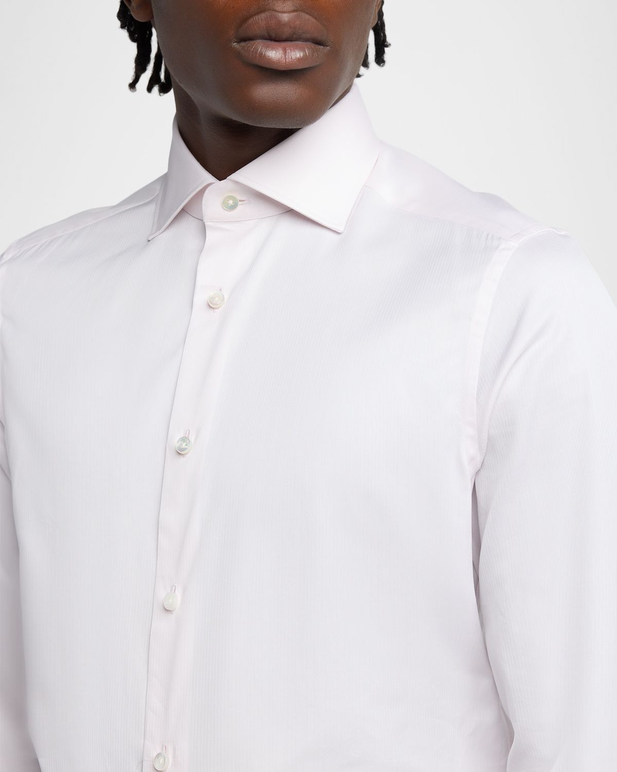 ZEGNA Men 's Cotton Tonal Stripe Dress Shirt | Thumbnail 5 ZEGNA Men 's Cotton Tonal Stripe Dress Shirt | Thumbnail 5