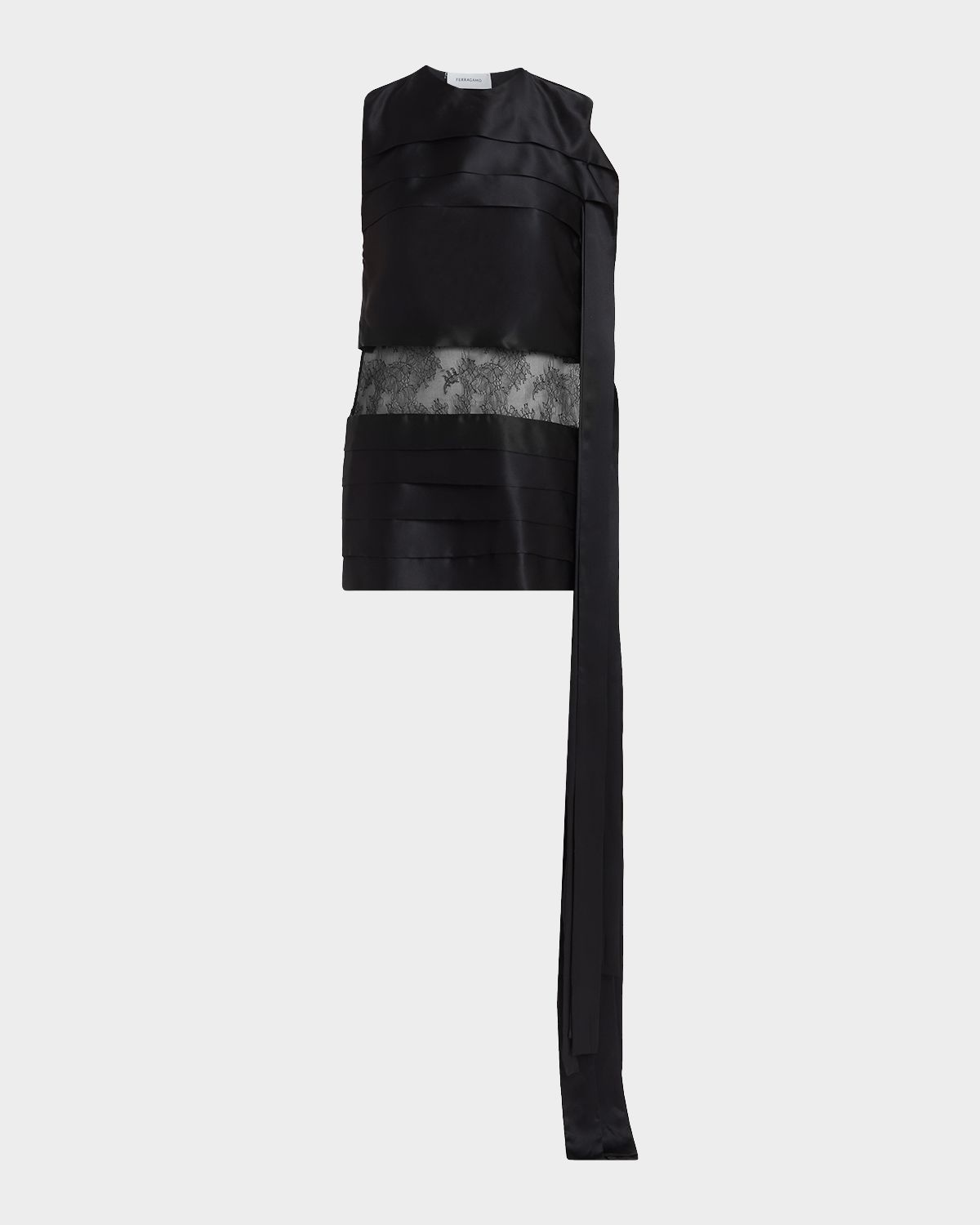Ferragamo Lace-Inset Tiered Silk Mini Dress | Thumbnail 6 Ferragamo Lace-Inset Tiered Silk Mini Dress | Thumbnail 6